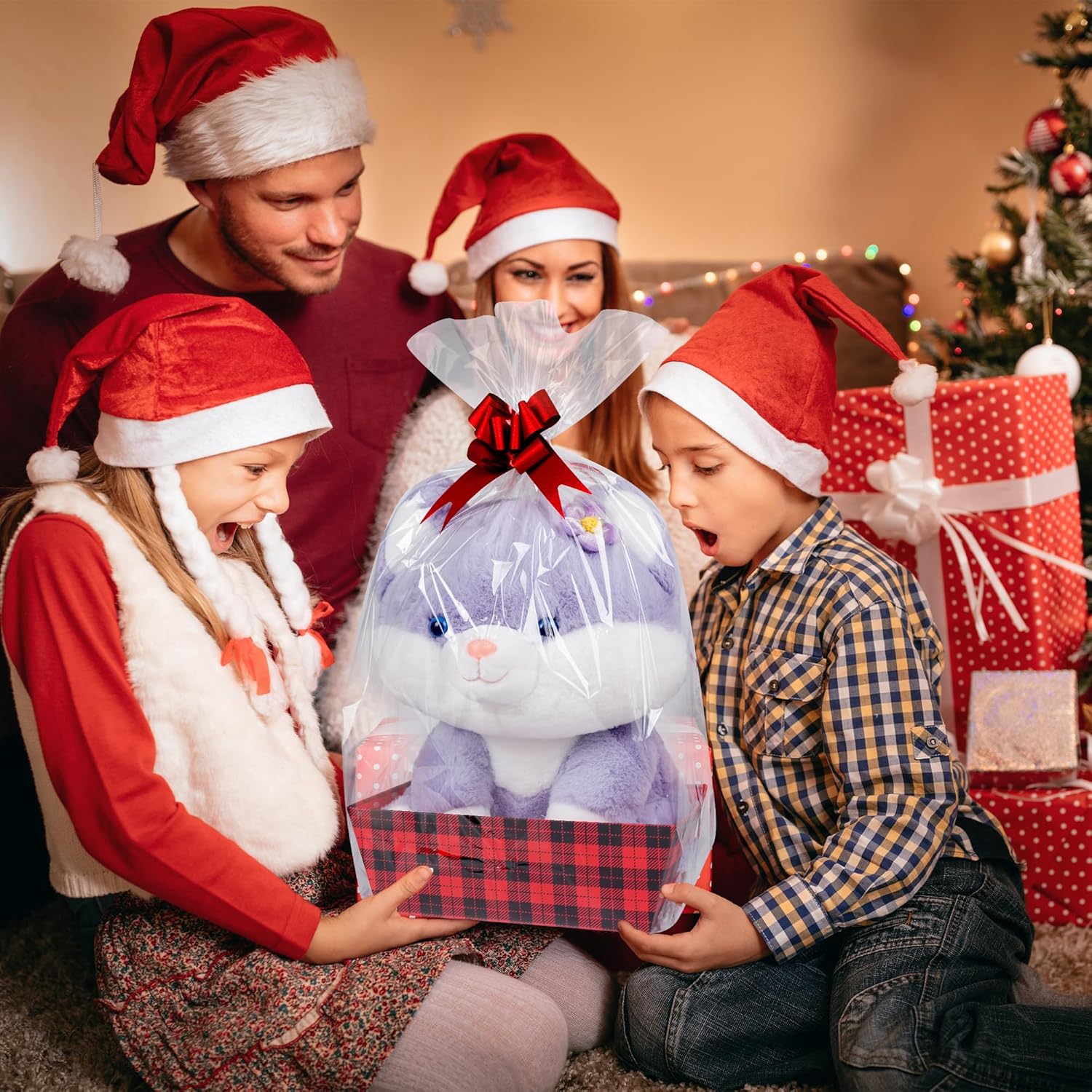 Kolewo4ever Juego de 36 cestas de Navidad de regalo de 8 x 10 pulgadas, cestas de regalo vacías para llenar con cesta vacía, bolsas de cesta, lazos