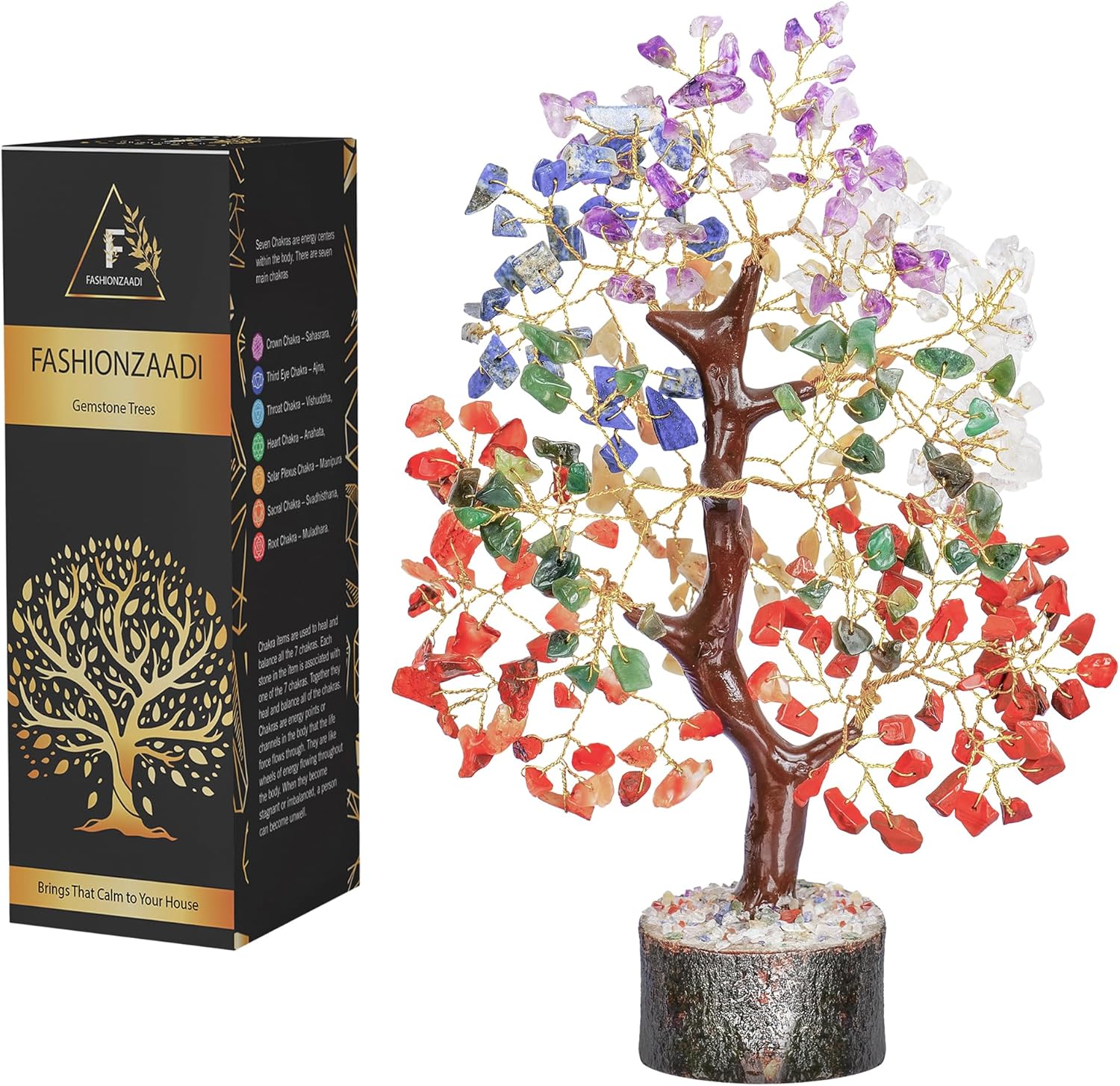 Árbol de 7 chakras, árbol de la vida de cristal, decoración de habitación astética, árbol de Feng Shui, piedras de chakras, cristales y piedras,