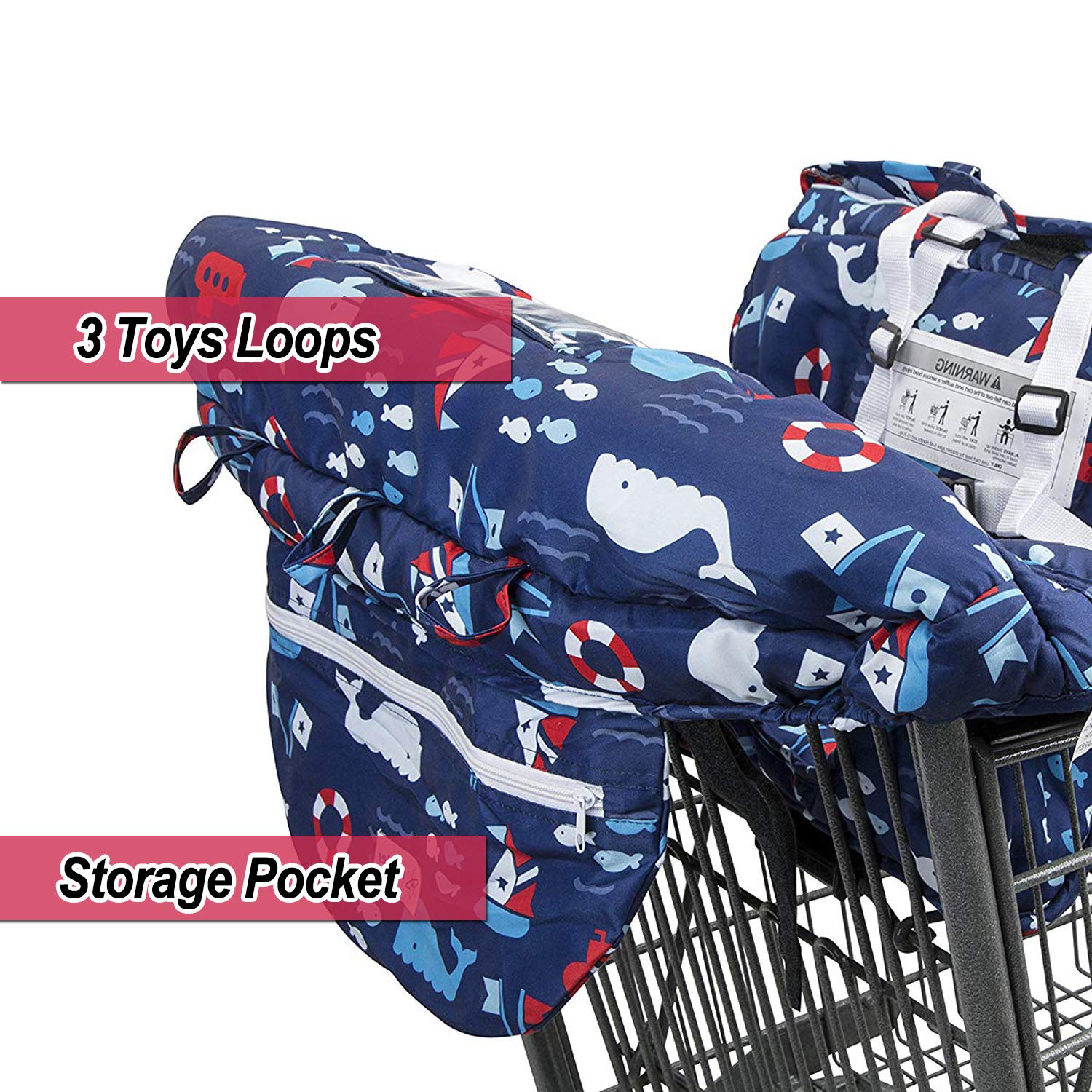 Funda para carrito de compras para bebé, 2 en 1, asiento portátil plegable con bolsa para bebés y niños pequeños, compatible con asiento de carrito