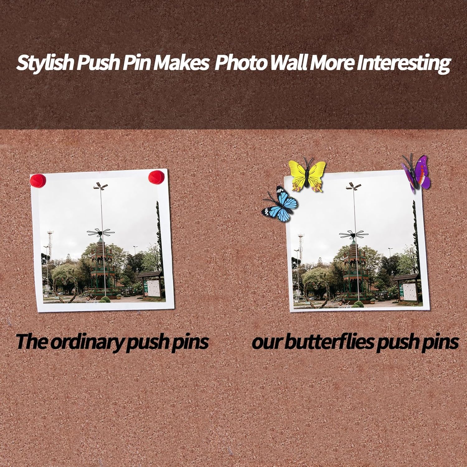 Sohalejr 30 piezas de alfileres decorativos con diseño de mariposas, tachuelas planas para tablón de anuncios, fotos, mapas de pared y otras