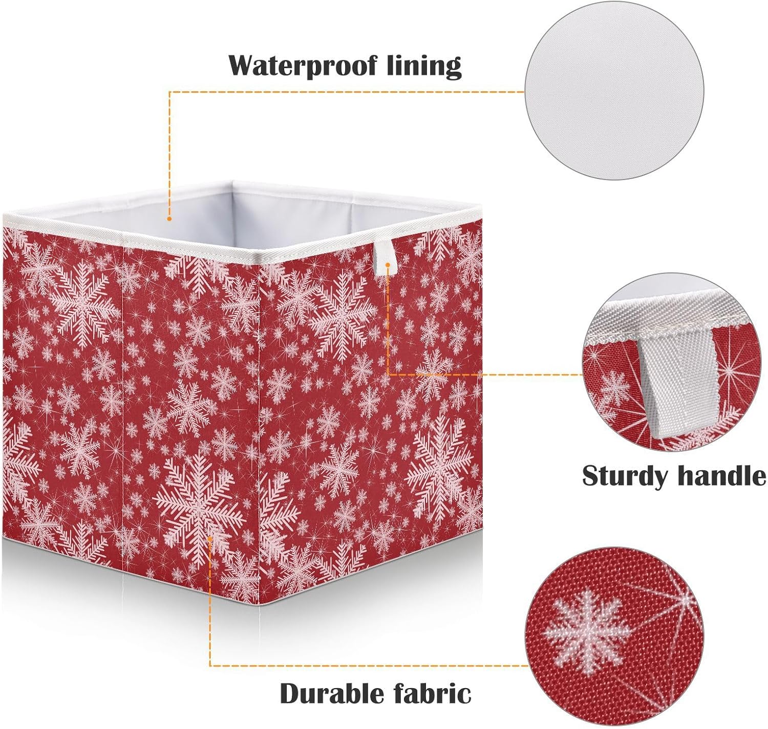 QUGRL Cubo de almacenamiento con forma de copo de nieve blanco, organizador de ropa de Feliz Navidad, caja de almacenamiento de juguetes para