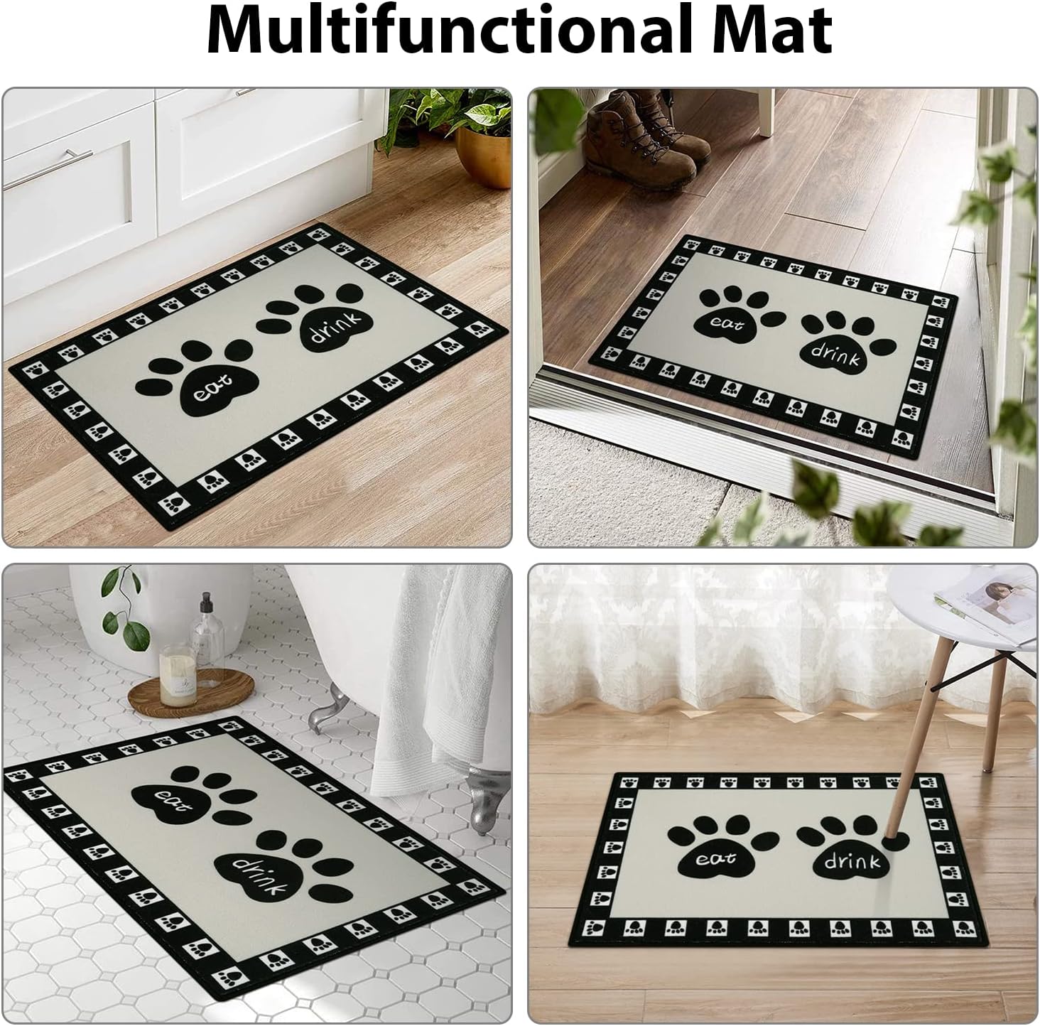 Tapete de comida para perro, absorbente de agua, mantel individual antideslizante para mascotas y agua, fácil de limpiar, lavable a máquina, tapete