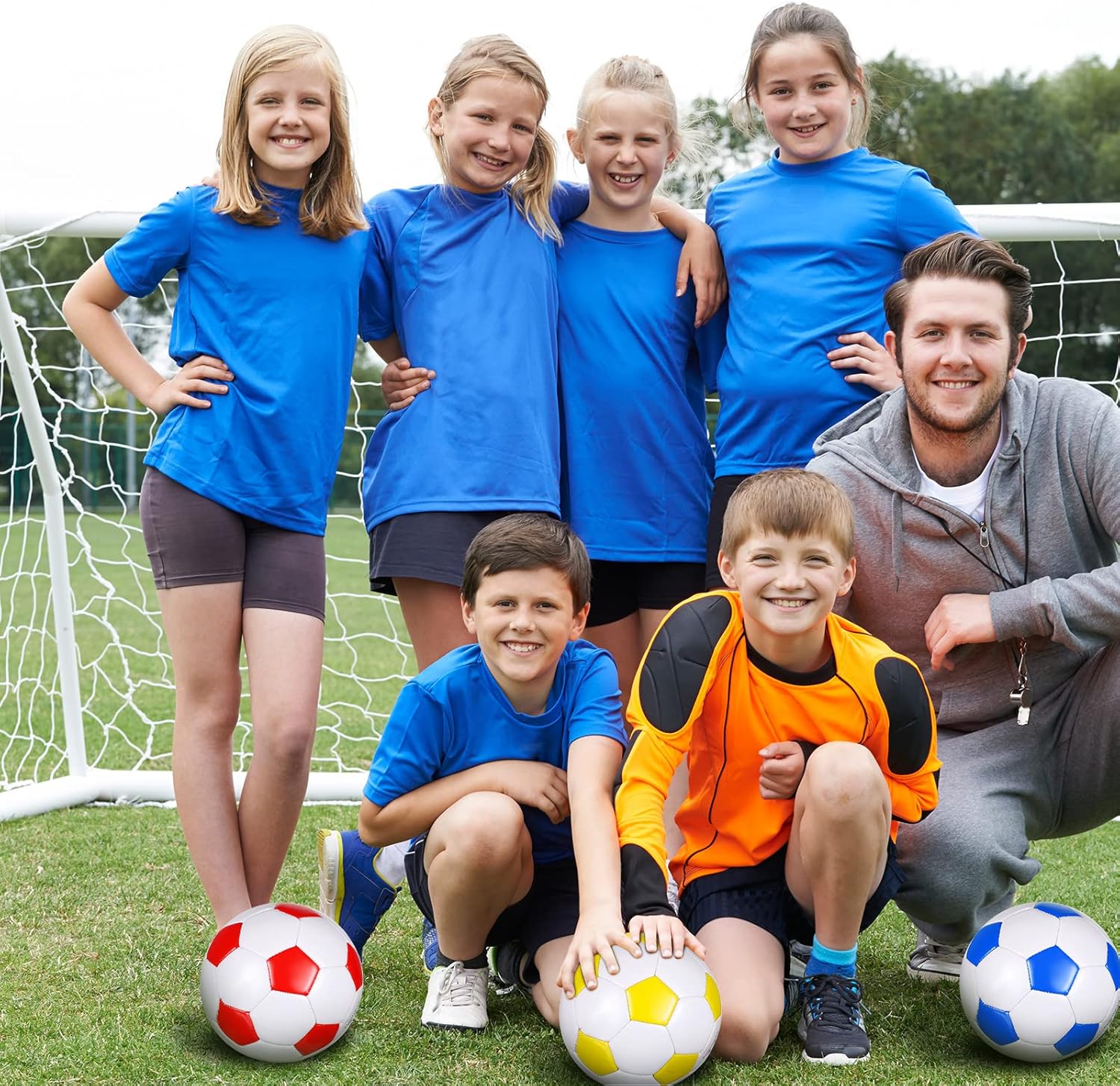 4 pelotas de fútbol con inflador, tamaño oficial, para deportes en interiores y exteriores, para niños y adultos, jugadores, entrenamiento, regalo