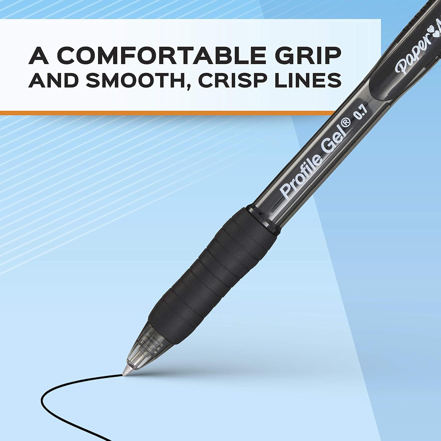 Paper Mate Bolígrafo de gel retráctil con punta de 132 pulgadas, color azul, 12 unidades