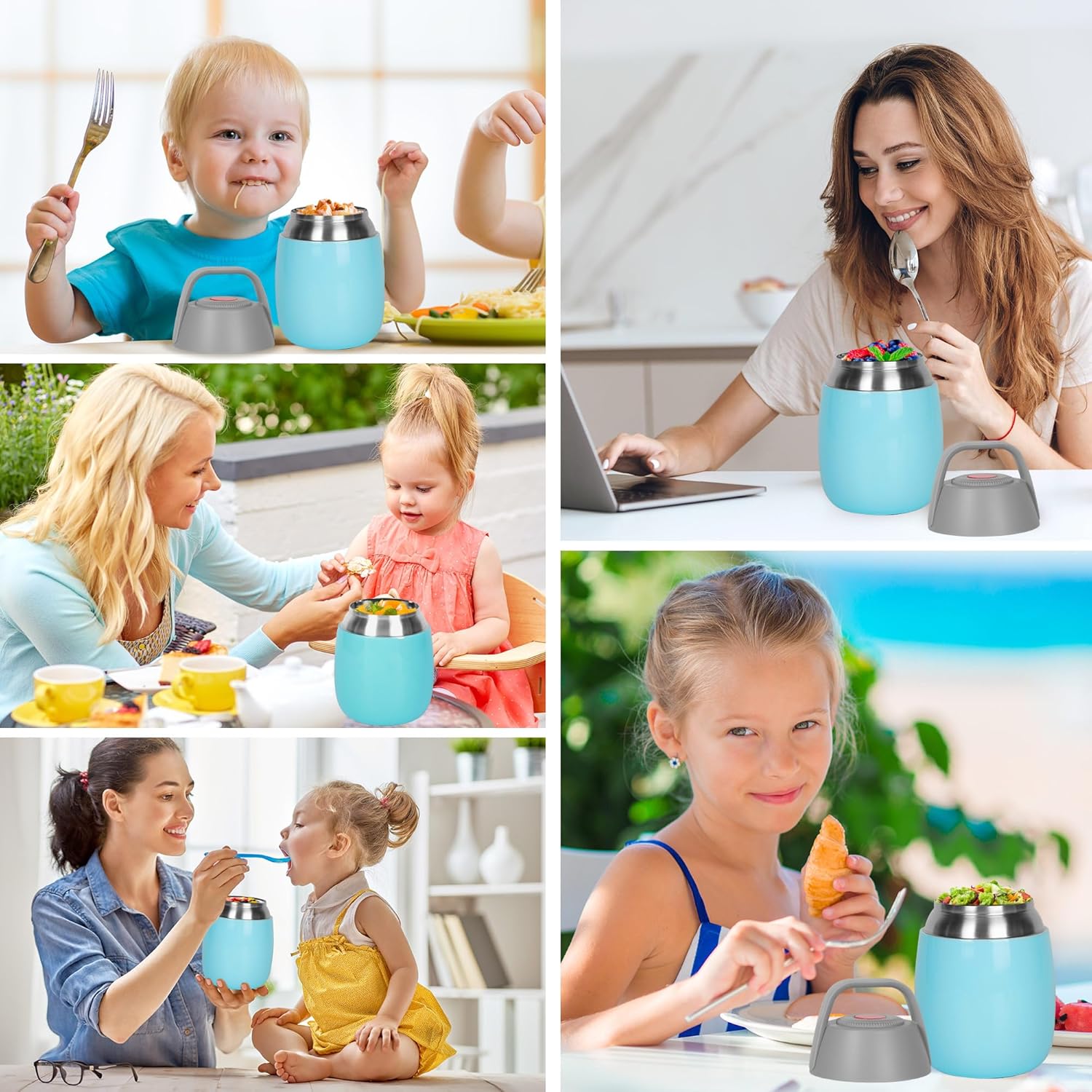 Thermo for Hot Food – Contenedor de alimentos aislado de acero inoxidable para niños y adultos, recipiente de alimentos aislado al vacío de acero
