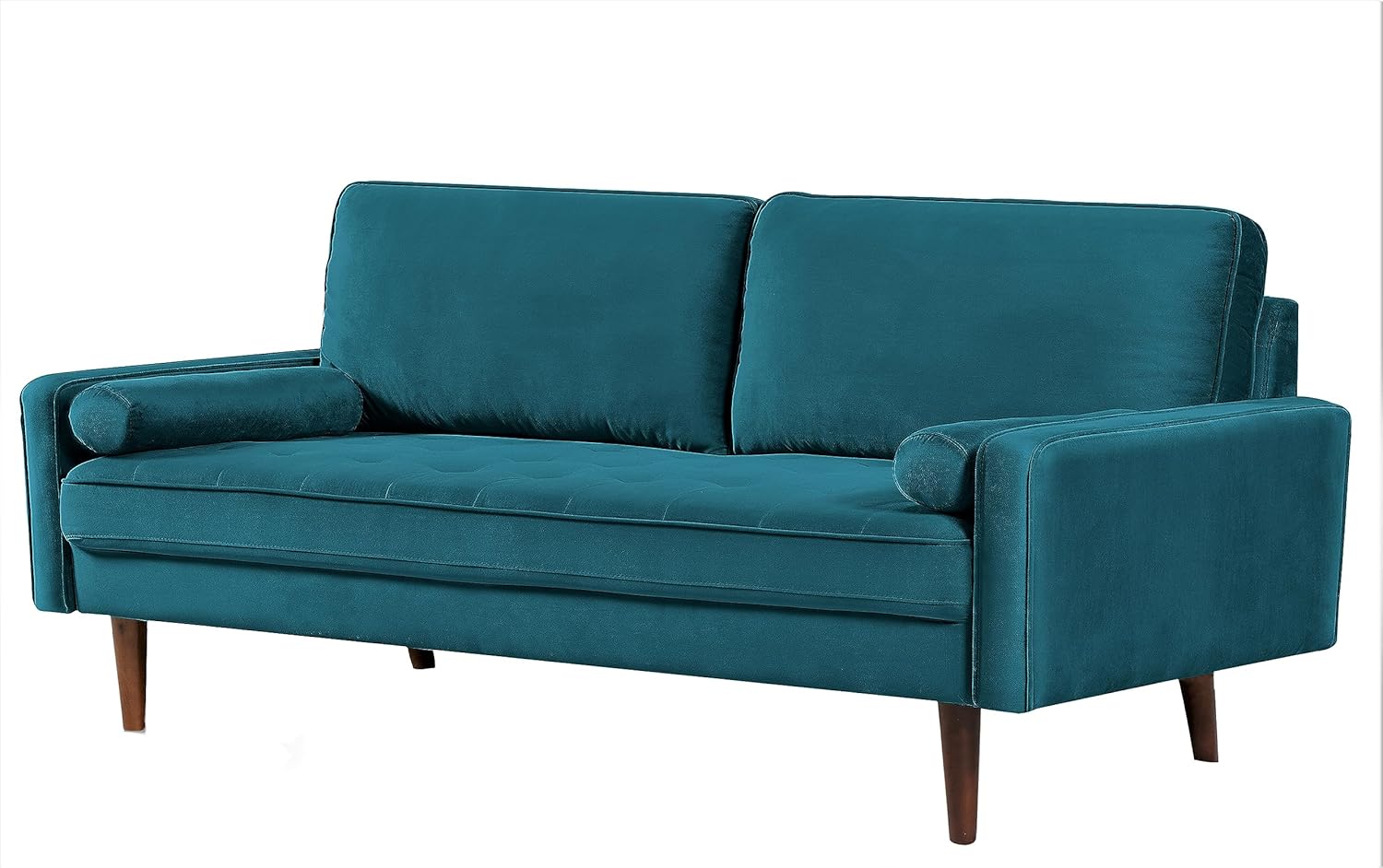Sofá de terciopelo de 70 pulgadas para sala de estar, estilo clásico de mediados de siglo con silueta moderna, acolchado de botones y patas de