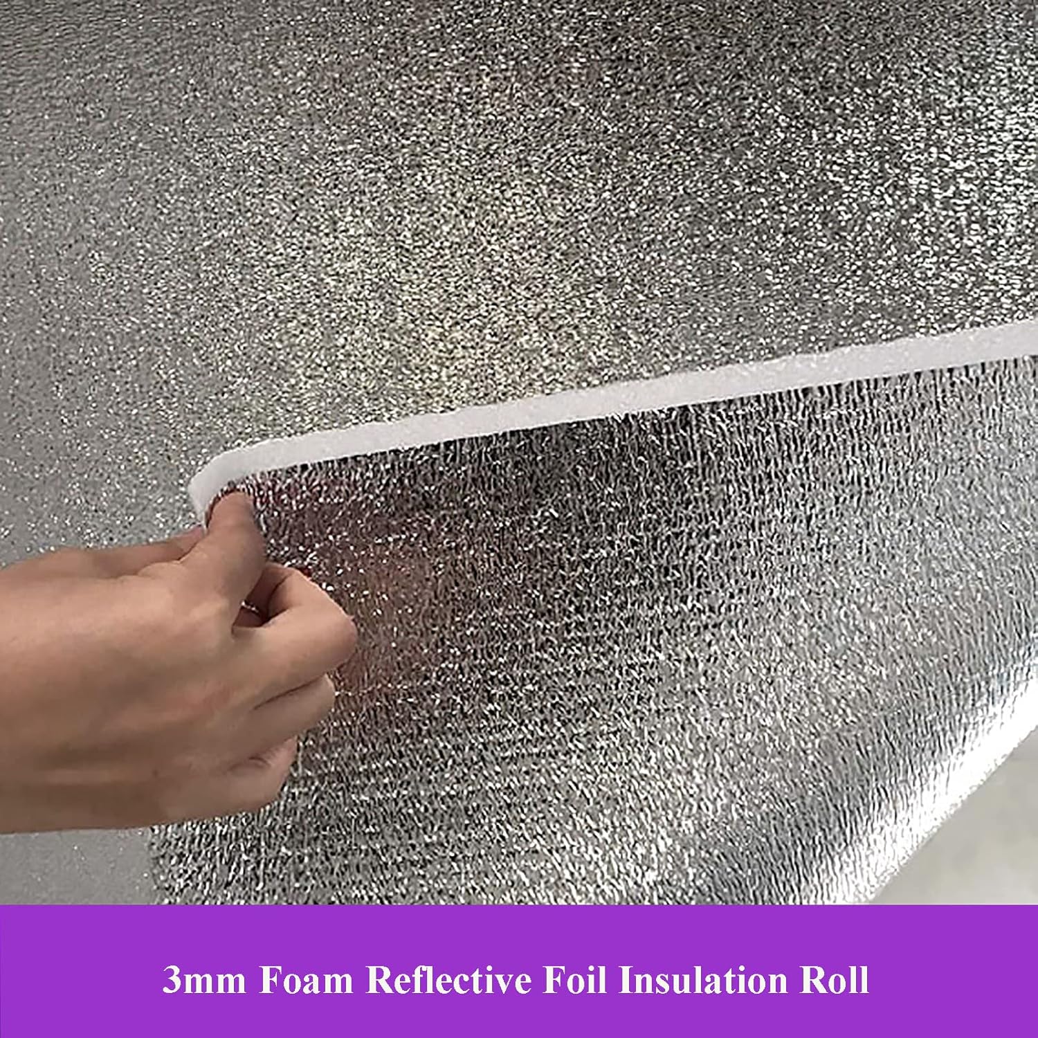 Rollo de aislamiento de lámina reflectante, núcleo de aislamiento de espuma de 0.118 in (16 x 10 pies), lámina de protección térmica de aluminio de