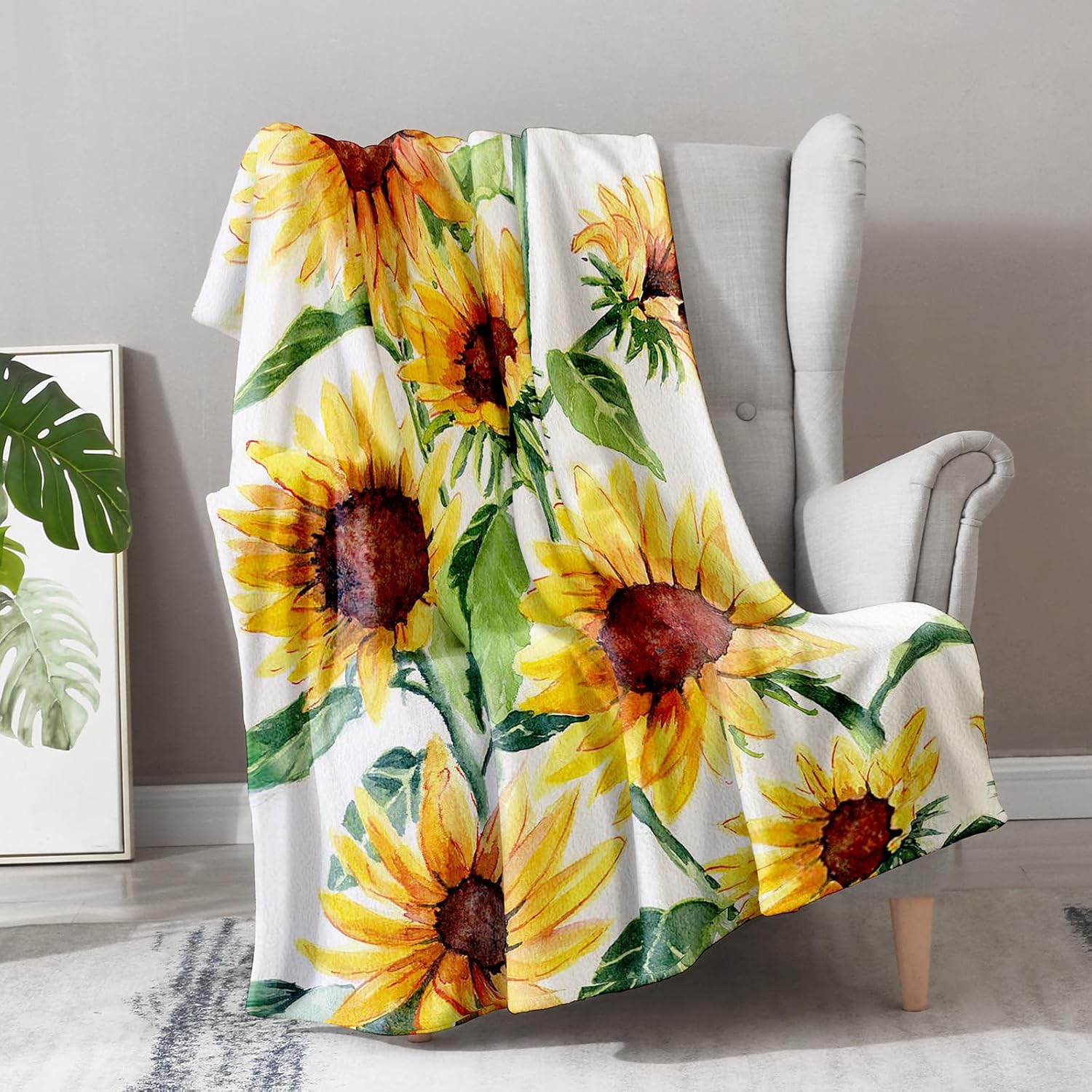 Manta de flores de girasol, regalos para mujeres, manta retro vintage floral para mamá, niñas, adultos, cumpleaños, Navidad, forro polar mullido,
