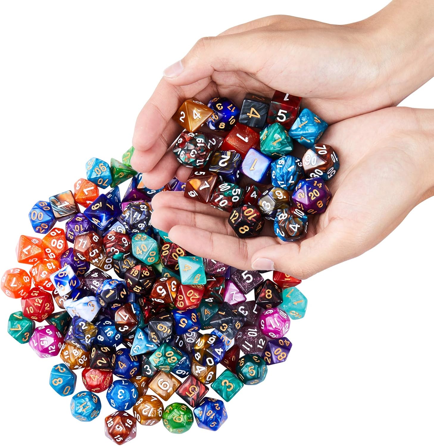 DND – Juego de dados poliédricos de 20 x 7 pulgadas (140 piezas) de dos colores para Dungeons and Dragons DND RPG MTG, juego de mesa de 20 colores