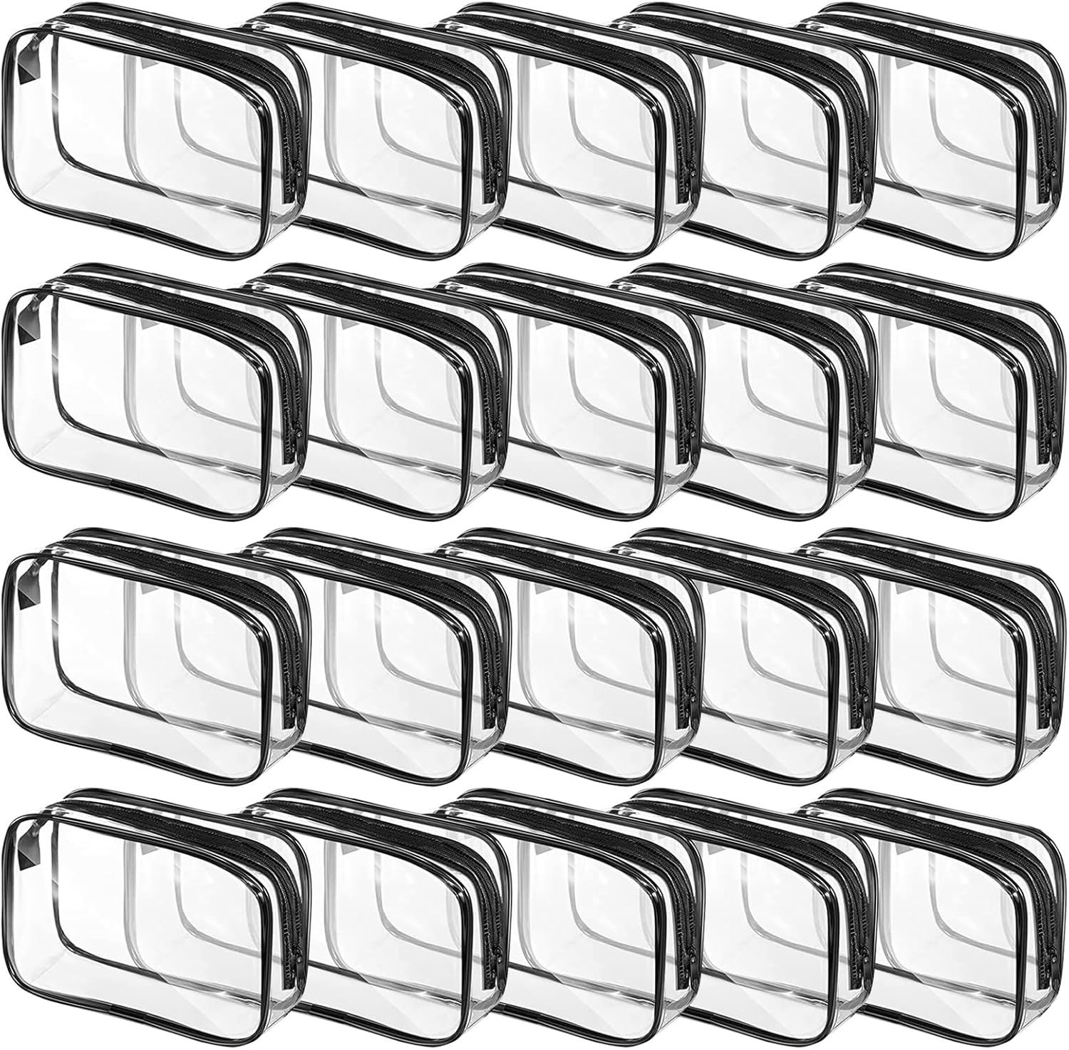 Paquete de 20 bolsas transparentes para cosméticos para mujeres y hombres, bolsas de aseo impermeables, bolsas de maquillaje de PVC, estuche