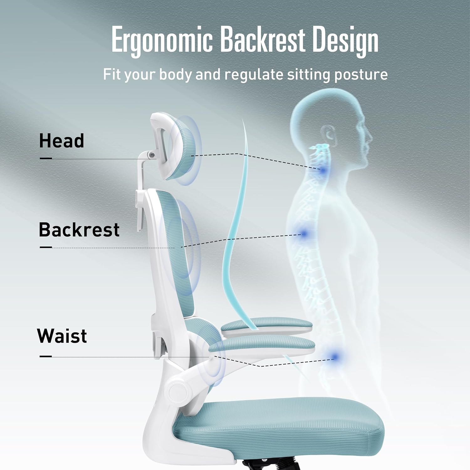 Silla de oficina, silla de oficina ergonómica con reposacabezas, sillas de computadora de malla de respaldo alto para oficina en casa con soporte de