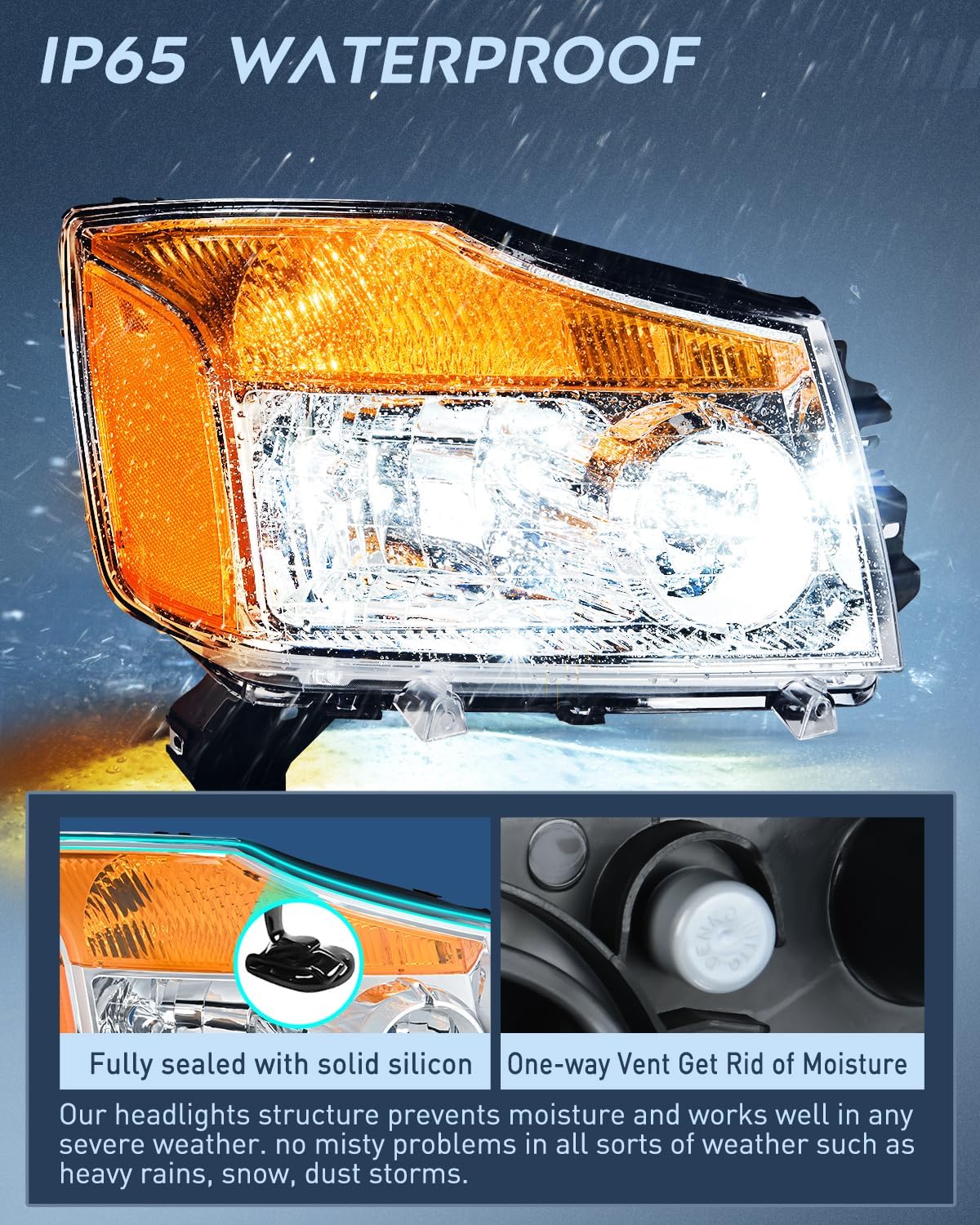 Nilight Conjunto de faros delanteros compatible con Nissan Titan 2004-2015 2004-2007 Armada 2004-2004 Pathfinder Armada 2004 – 2004 – 2015, carcasa