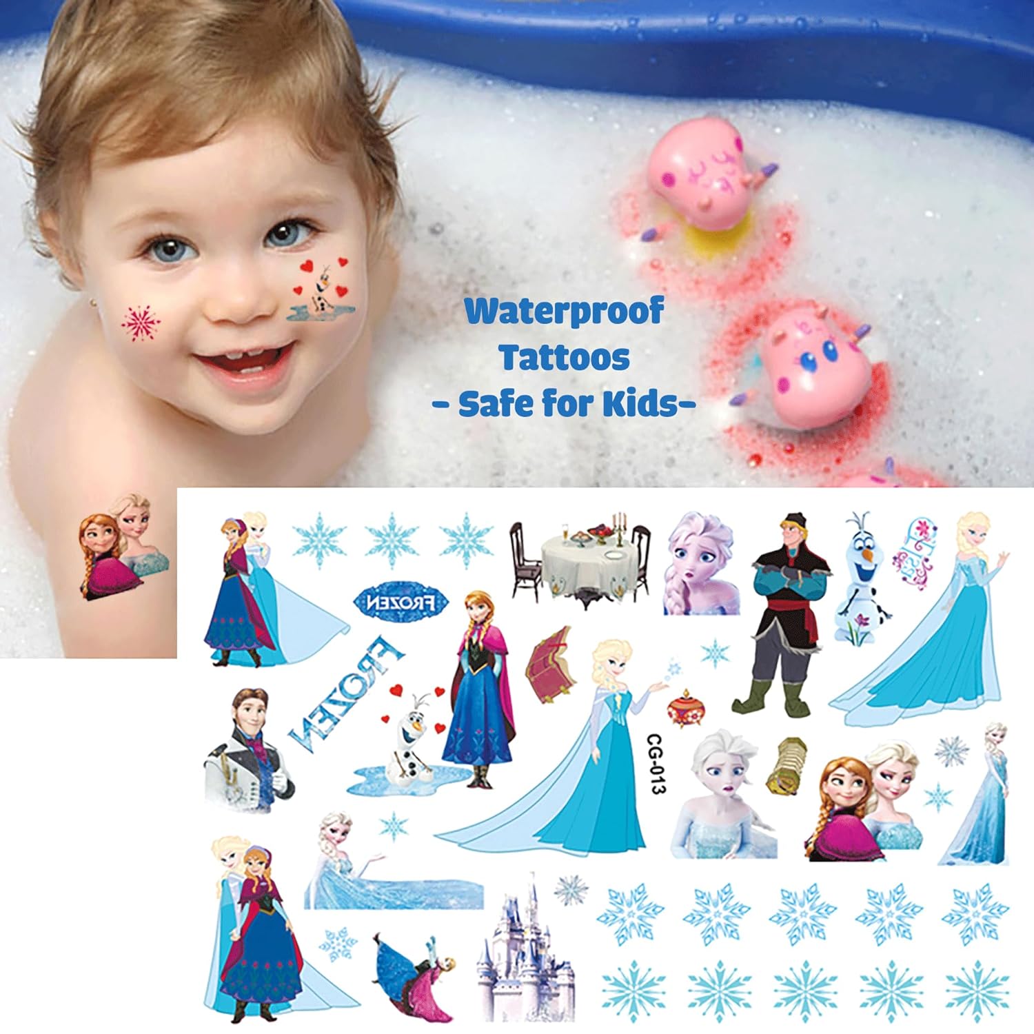 10 hojas de tatuajes de princesa temporales para niños, tatuajes faciales de princesa, tatuajes falsos para niños, tatuajes de tatuajes, tatuajes