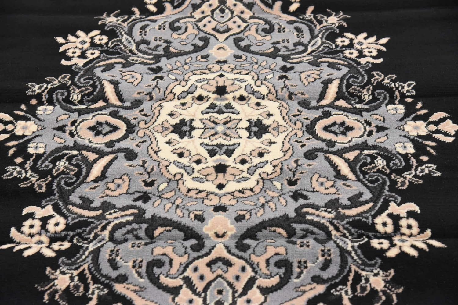 Unique Loom Reza Collection- Alfombra, Polipropileno, Negro