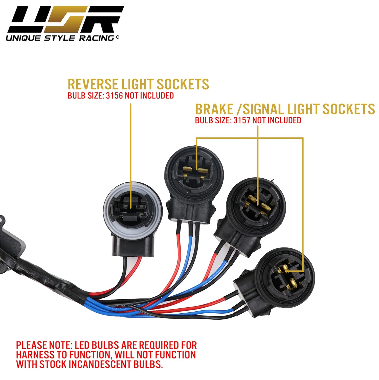 USR 96-04 V6GT Plug and Play Juego de arnés de cable de luz trasera Activación para función de señal secuencial (izquierda + derecha) – Compatible