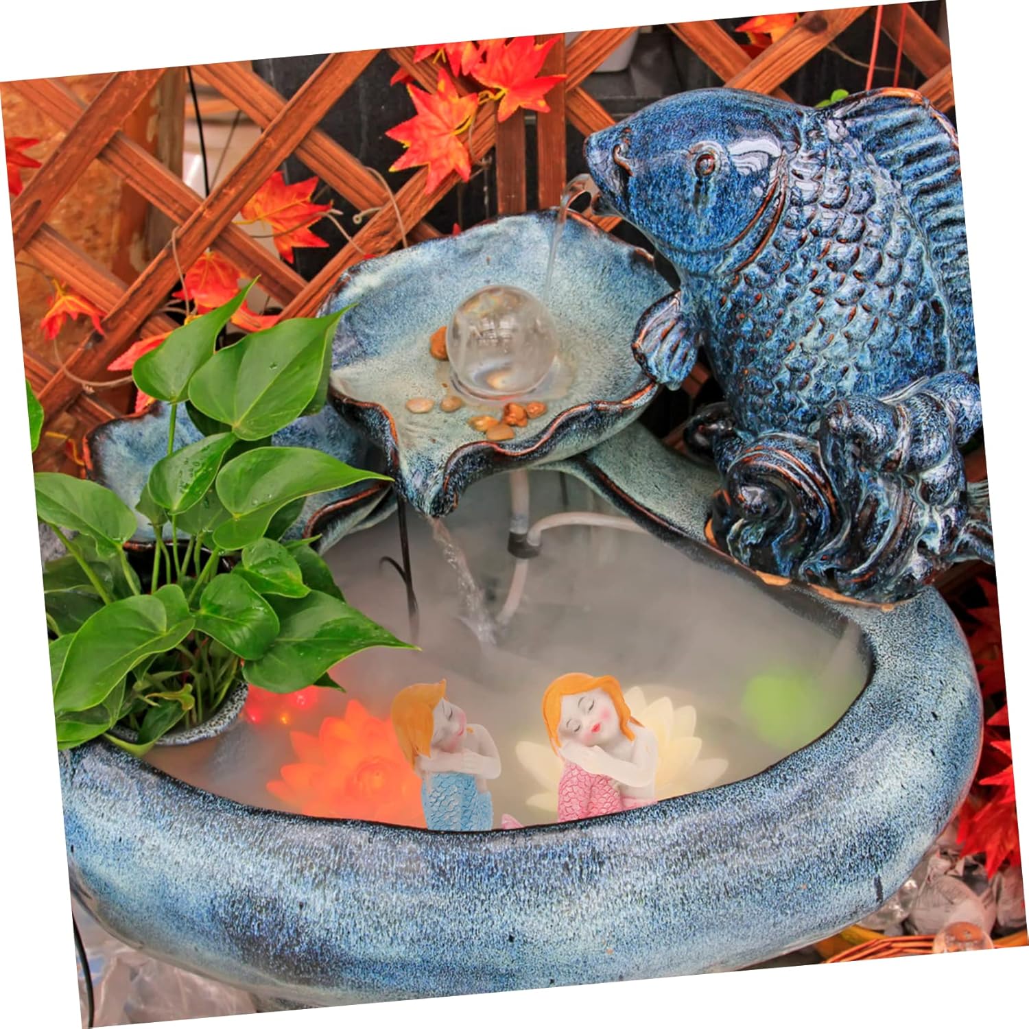 DECHOUS Mini muñecas de bebé, decoración de césped, 2 piezas de sirena, manualidades, resina, sala de juguetes, escritorio, estatua de sirena,