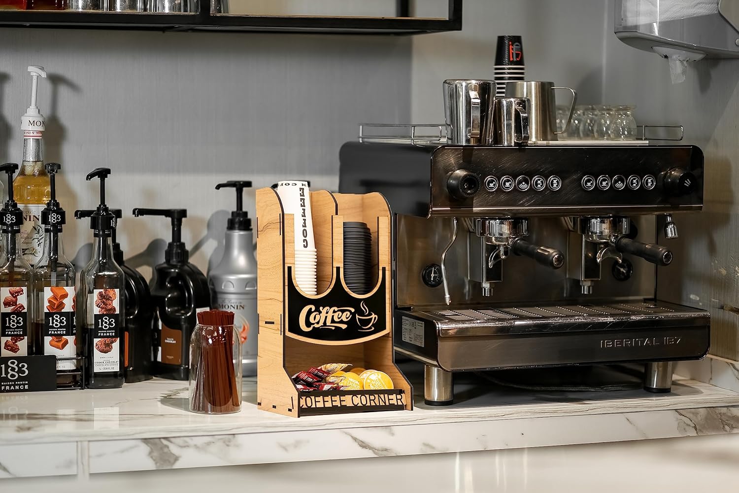 2B1G UNLIMITED Organizador de almacenamiento de café y tazas y accesorios para cápsulas de café, cesta de almacenamiento, organizador de accesorios