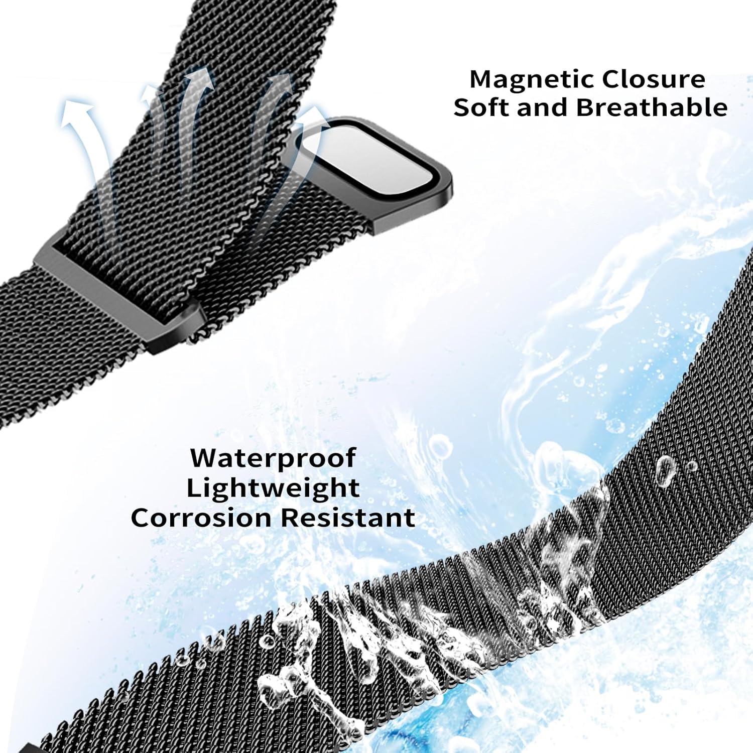 Correa magnética para mujer compatible con Apple Watch Band 1.496 in 1.575 in 1.614 in 1.654 in 1.732 in 1.772 in, correa de acero inoxidable