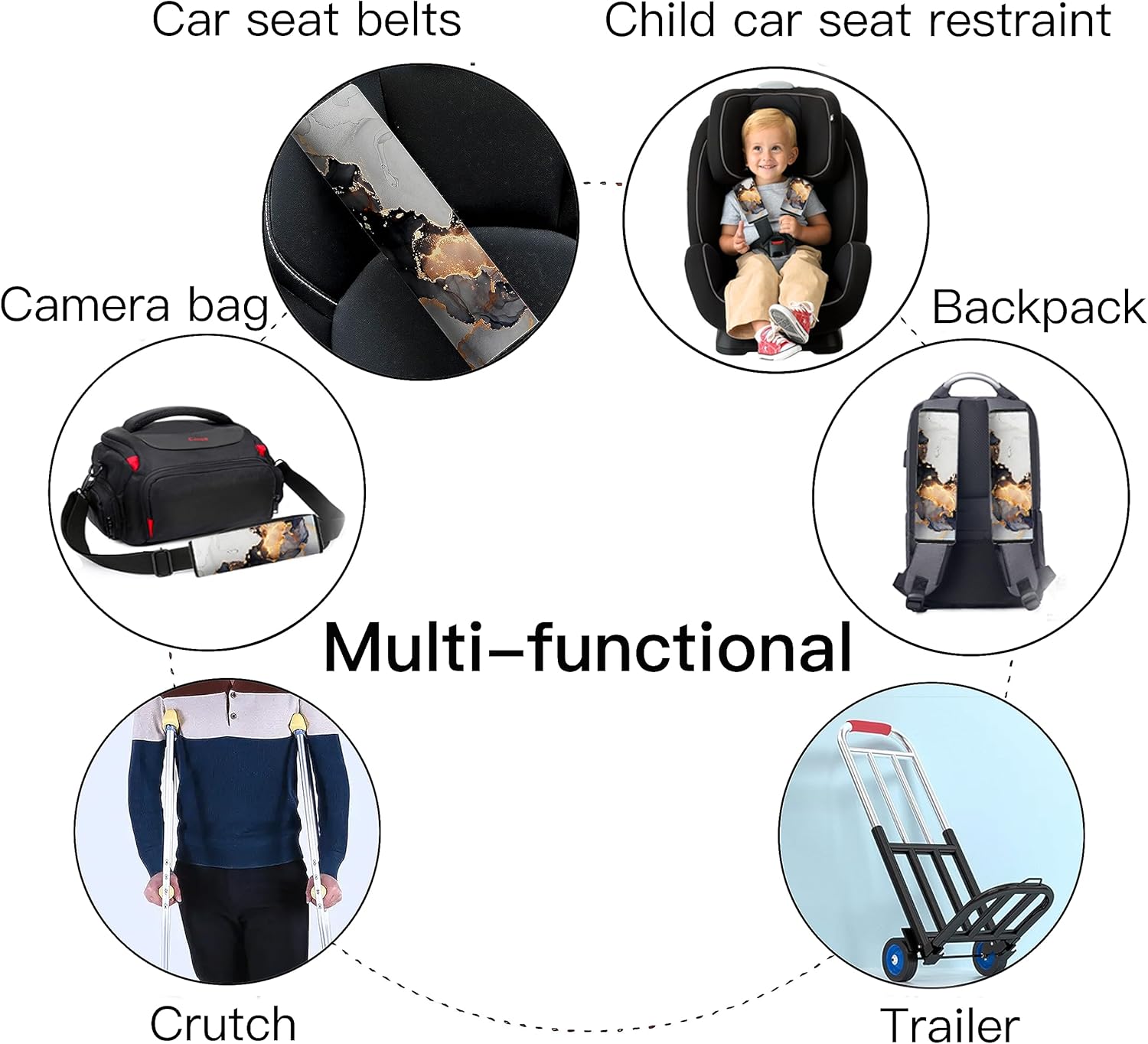 Funda para cinturón de seguridad de automóvil, paquete de 2 almohadillas suaves para cinturón de seguridad de automóvil para adultos y niños,