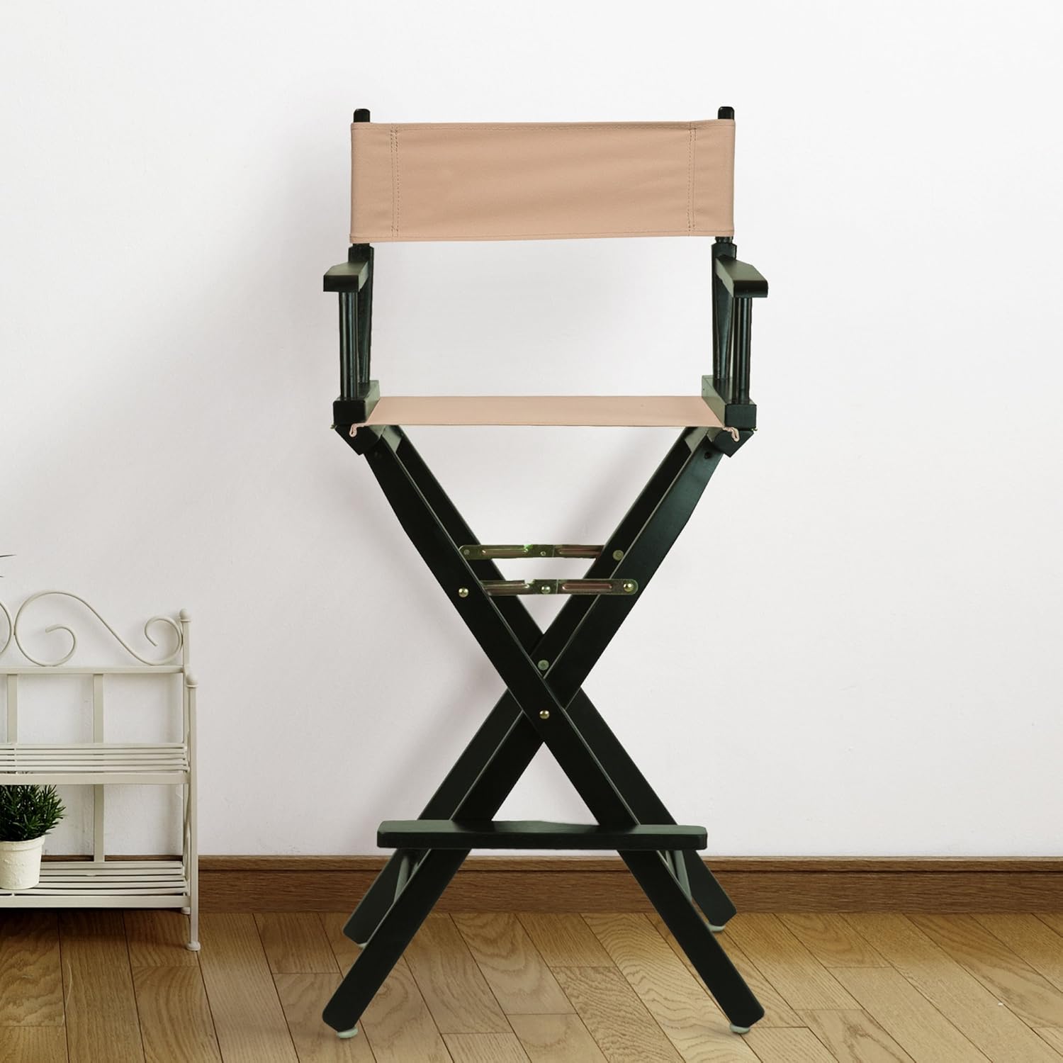 Casual Home – Silla de director de 30in, marco negro, con lienzo color bronceado, altura de barra