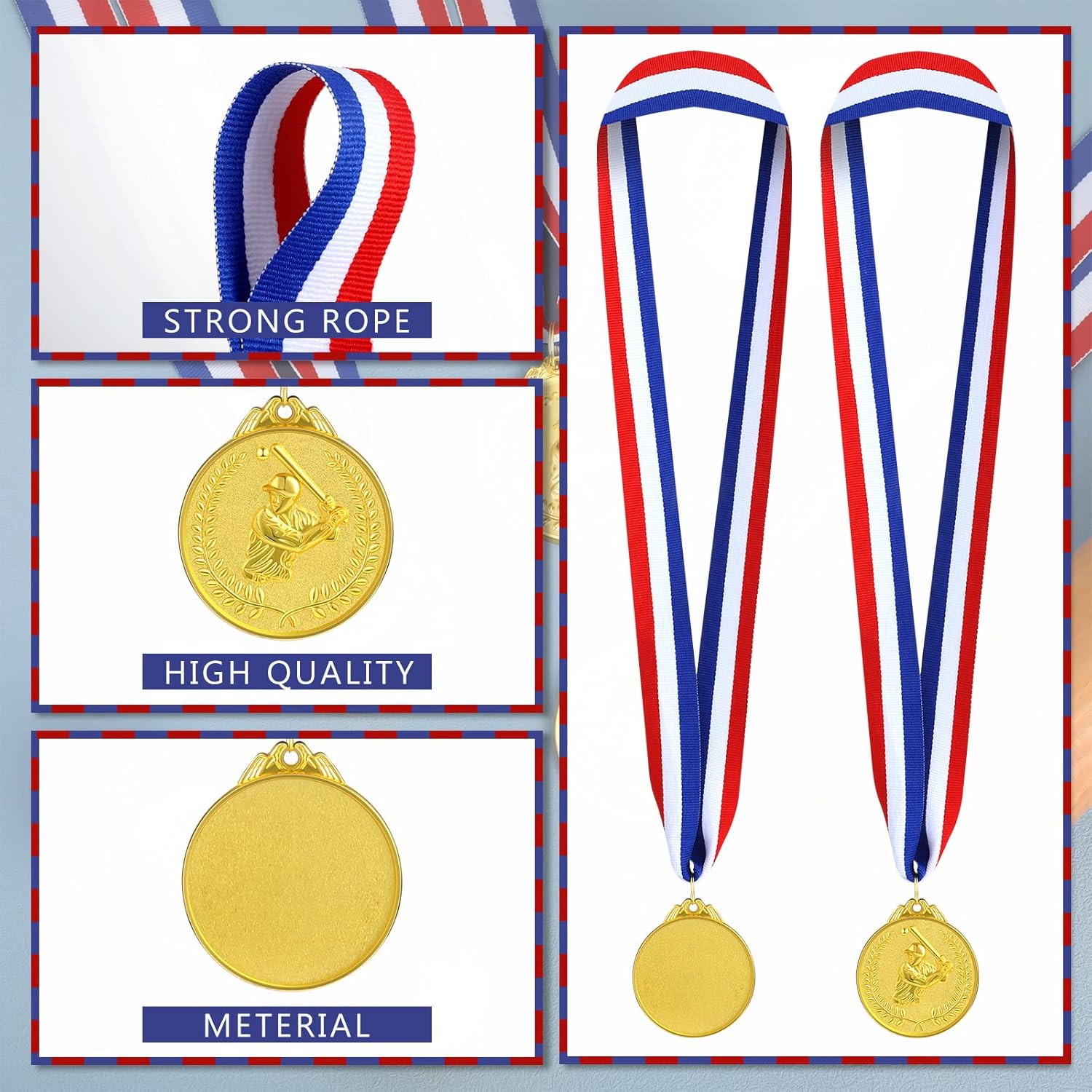 Henoyso 24 medallas de premio de béisbol para niños, medallas de oro de béisbol, medallas de premio, premios de béisbol de aleación de zinc, premios