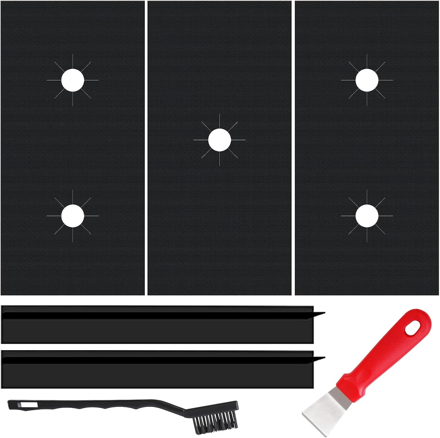 Protectores para estufas de gas, cubiertas protectoras superiores de 0.012 in, resistentes al calor, 3 protectores de alfombrilla de estufa con 2