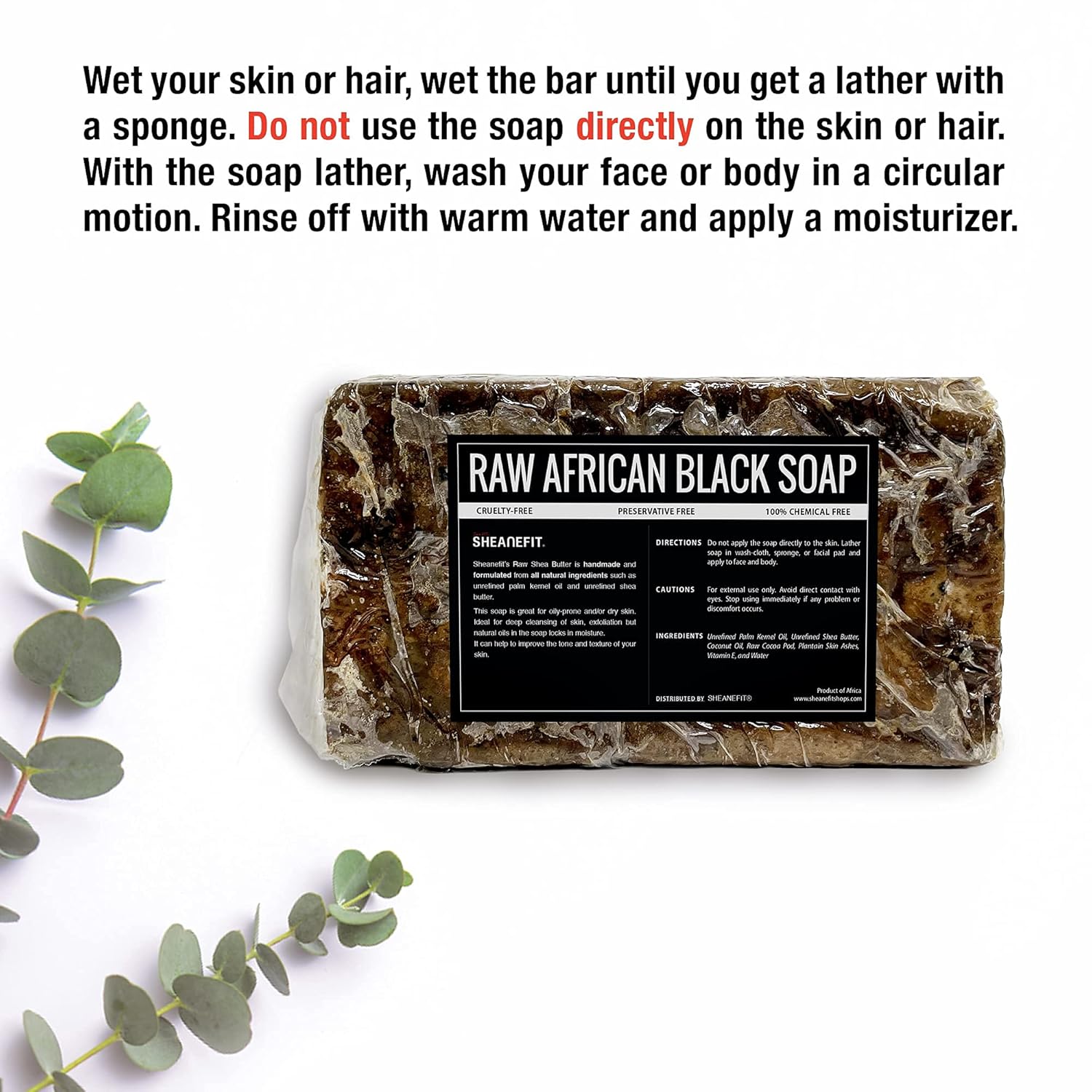 Sheanefit Barra de jabón negro africano crudo, para todo tipo de piel, cara, cuerpo, barras a granel de jabón para el cabello (1 libra)