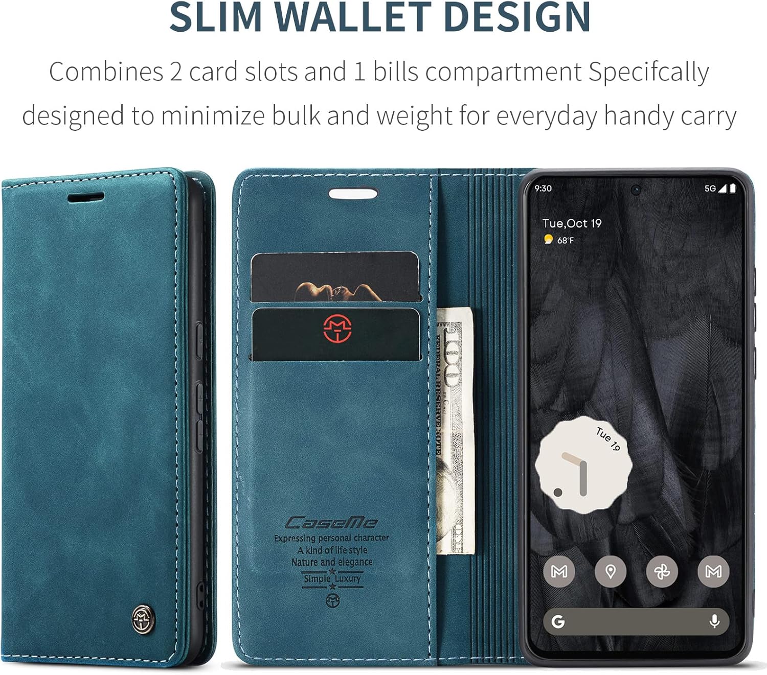 Funda tipo cartera para Google Pixel 8 Pro 5G, a prueba de golpes, con ranuras para tarjetas, soporte invisible para Google Pixel 8 Pro 5G (2023)