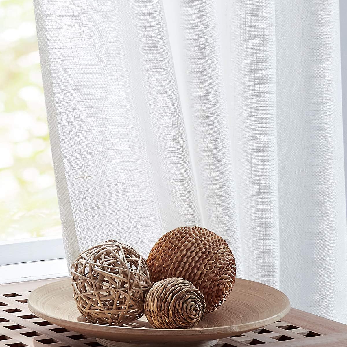 Fmfunctex – Cortinas semitransparentes con textura de lino para ventanas