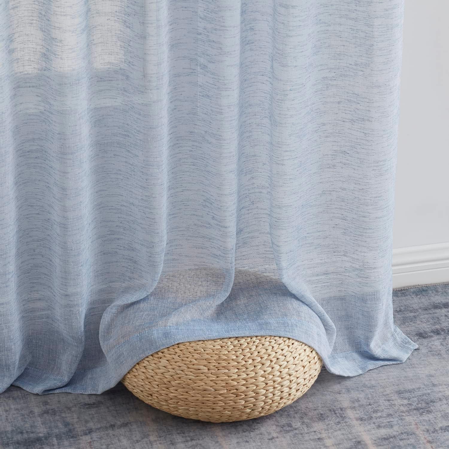HLC.ME Penelope – Cortinas de lino sintético con textura, semitransparentes, filtrantes de luz, transparentes, para ventana de dormitorio y sala de