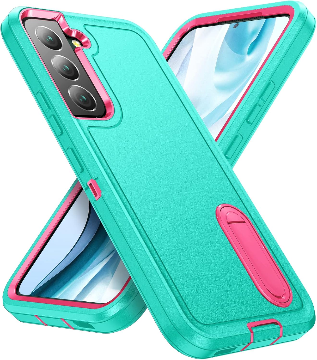 IDweel Funda para Samsung Galaxy S22 con soporte integrado, protección resistente a prueba de golpes, antiarañazos, resistente, duradera, funda