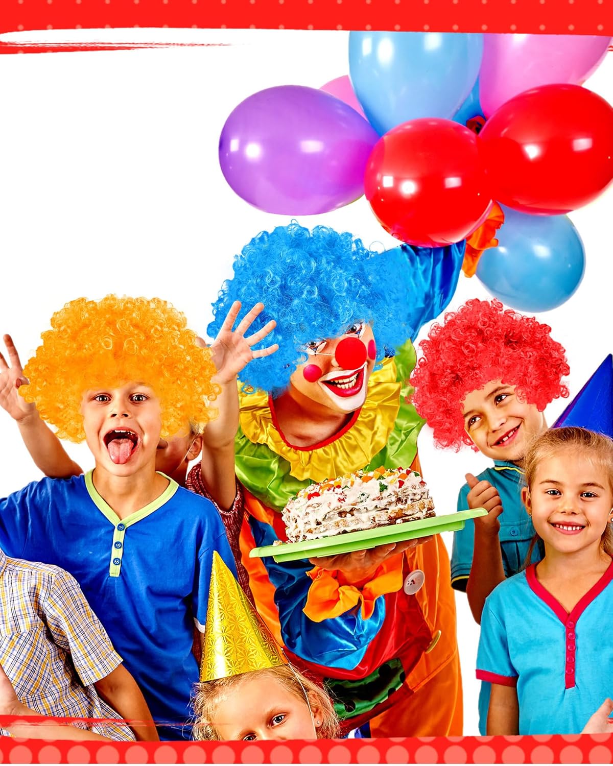 Paquete de 2 pelucas de payaso divertidas pelucas afro rizadas de payaso, peluca de arco iris, cabello loco, suministros de fiesta temática de