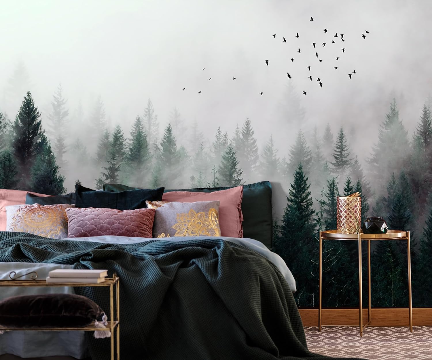 Murwall Dark Forest Wallpaper Misty Jungle Wall Mural Landscape Wall Print Rustic Home Decor Cafe Design Living Room Bedroom