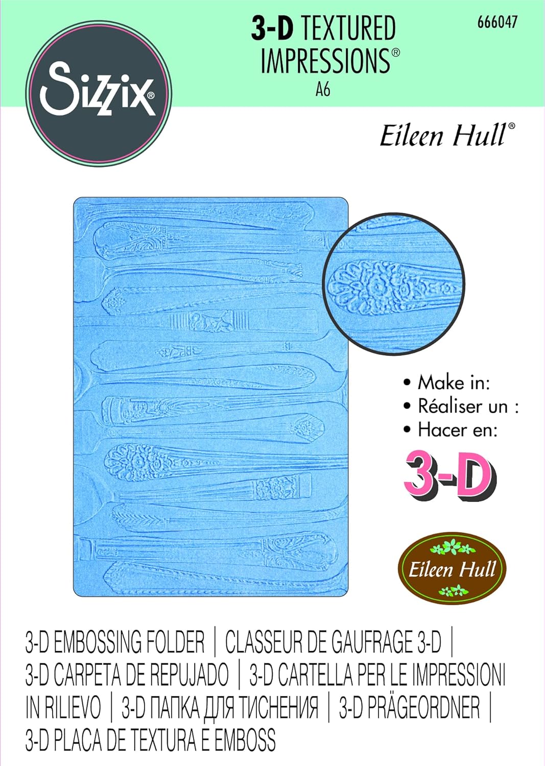 Sizzix Carpeta de impresiones con textura 3D de Eileen Hull  666047  Capítulo 4 2022 Repujado, gris