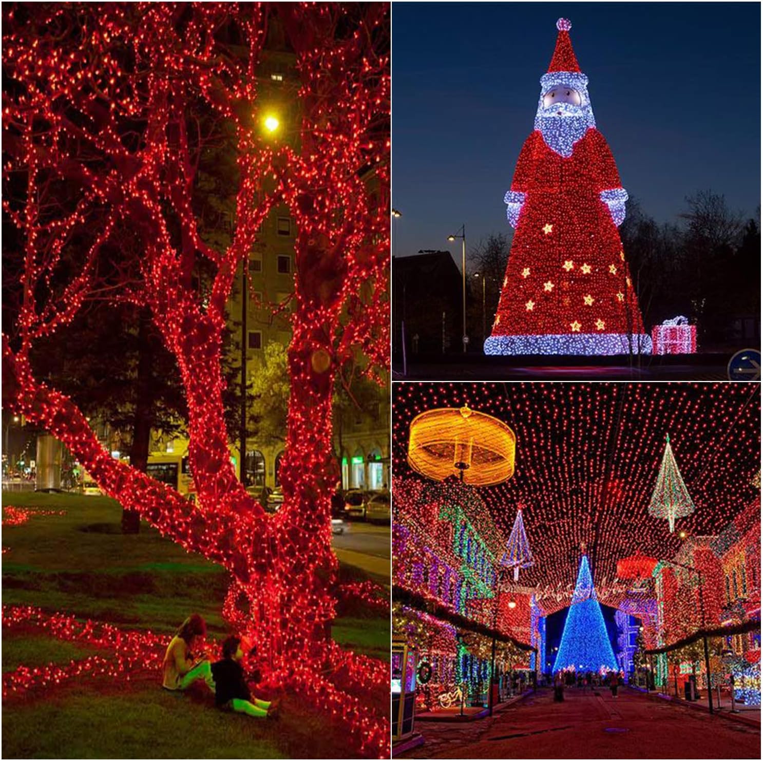 Silvom Luces de Navidad rojas, 100 luces LED de Navidad de 33 pies, 120 V con certificación UL para Halloween, árbol de Navidad, boda, fiesta,