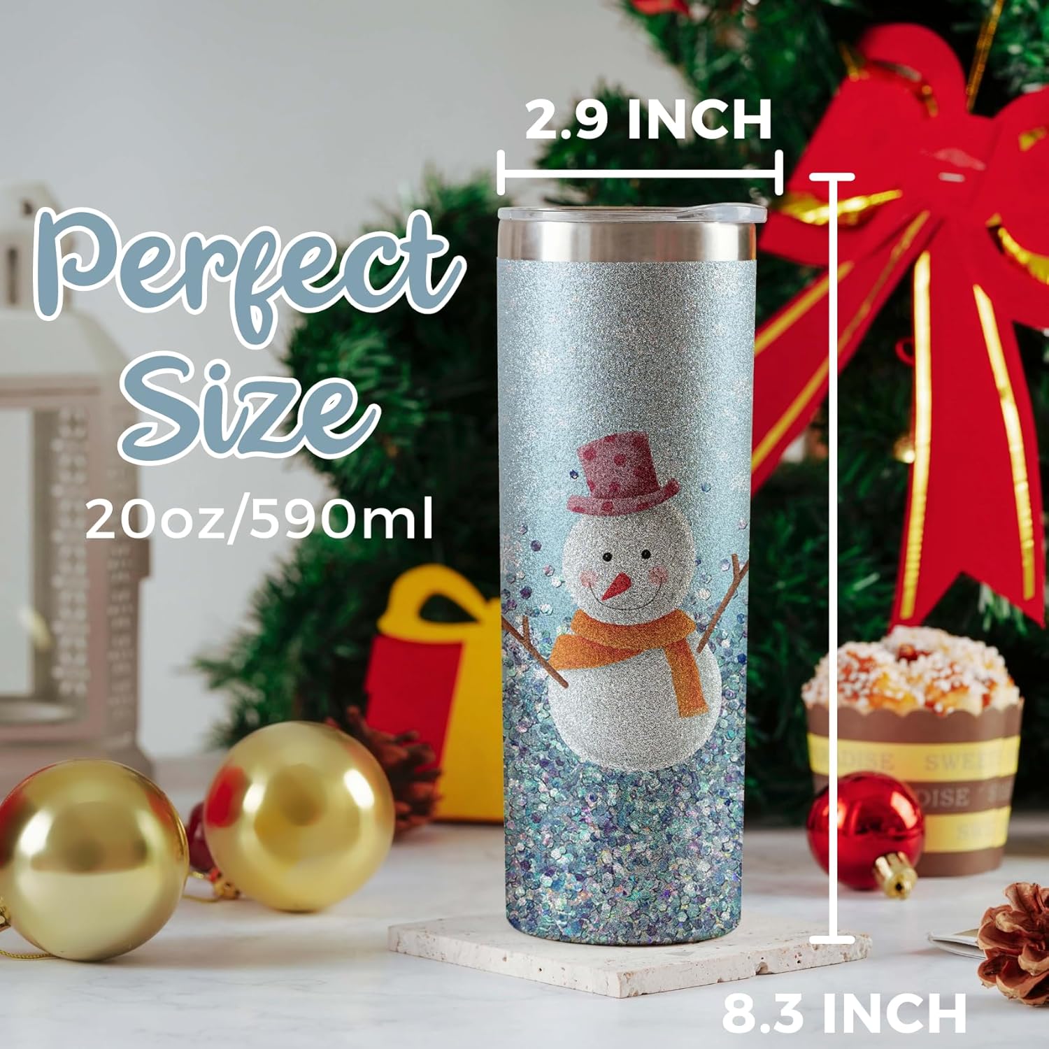 Onebttl Regalos de muñeco de nieve para mujeres, vaso único de muñeco de nieve para amantes de los muñecos de nieve, vaso delgado de acero