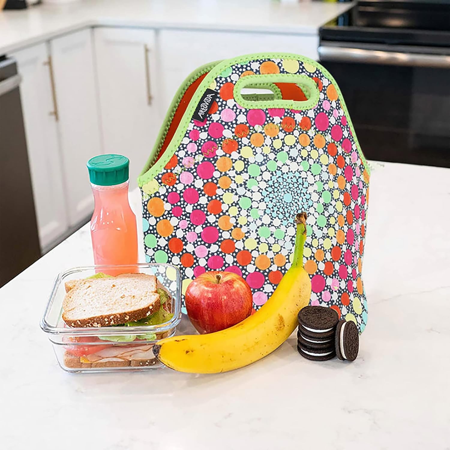 Artists Collective – Bolsa de neopreno con aislamiento lavable para el trabajo y el picnic, diseño de Amy Diener (EE. UU.), piruleta, clásico
