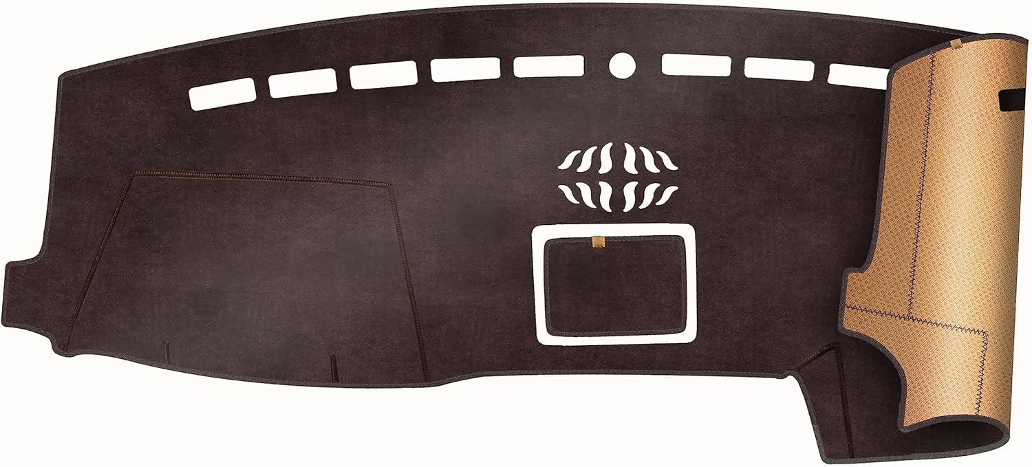 Delicadas cubiertas interiores de franela para el tablero de automóvil Ford F-150 2015-2020, antideslizante, protector solar (sin HUD) – Marrón