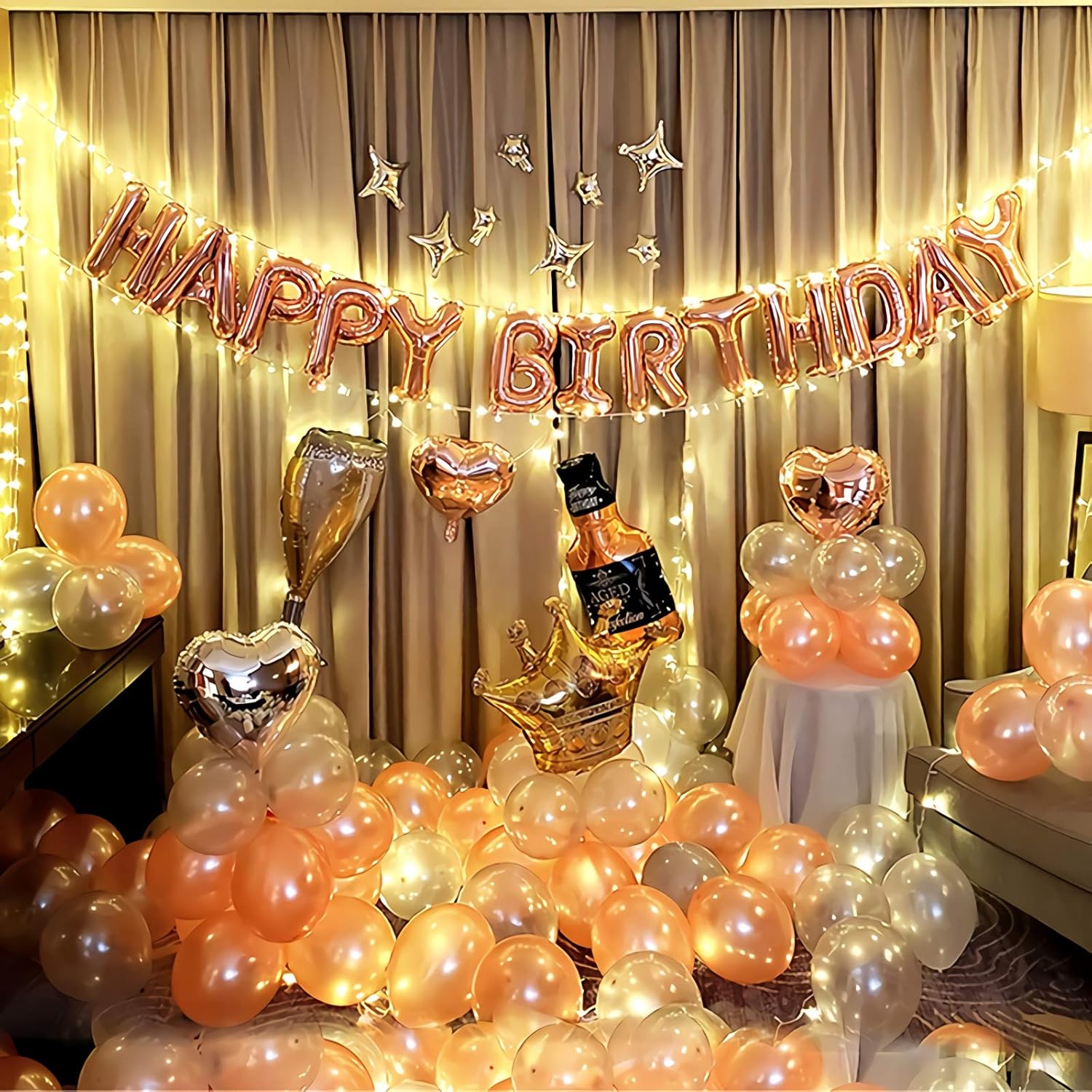 Cartel de globos de feliz cumpleaños de oro rosa de 16 pulgadas, letras de aluminio globo de feliz cumpleaños para decoraciones de cumpleaños,