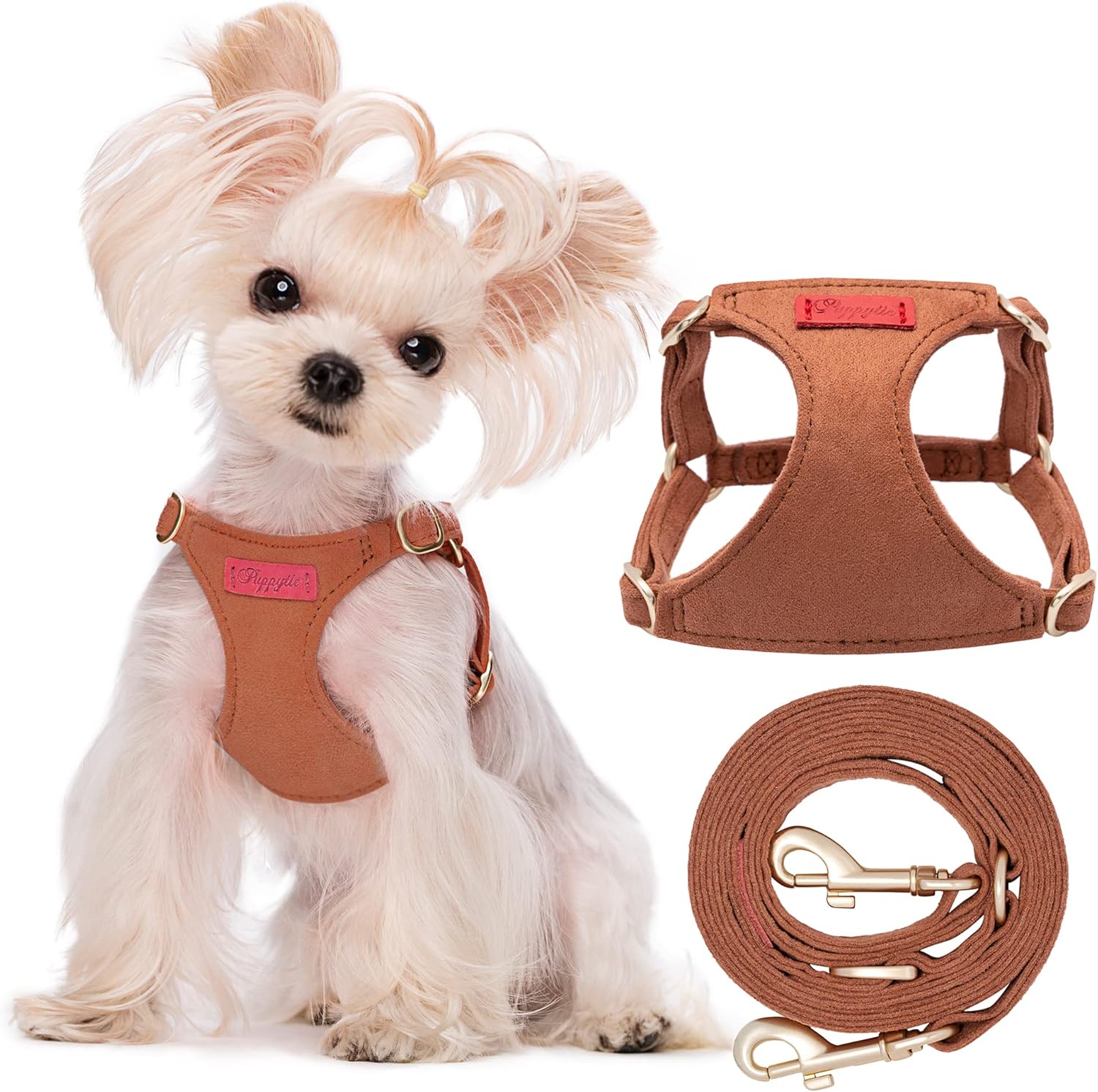 Puppytie Arnés sin tirones para cachorro, con correa multifunción, pechera suave y ajustable para mascota, no ahorca, chaleco a prueba de escape,