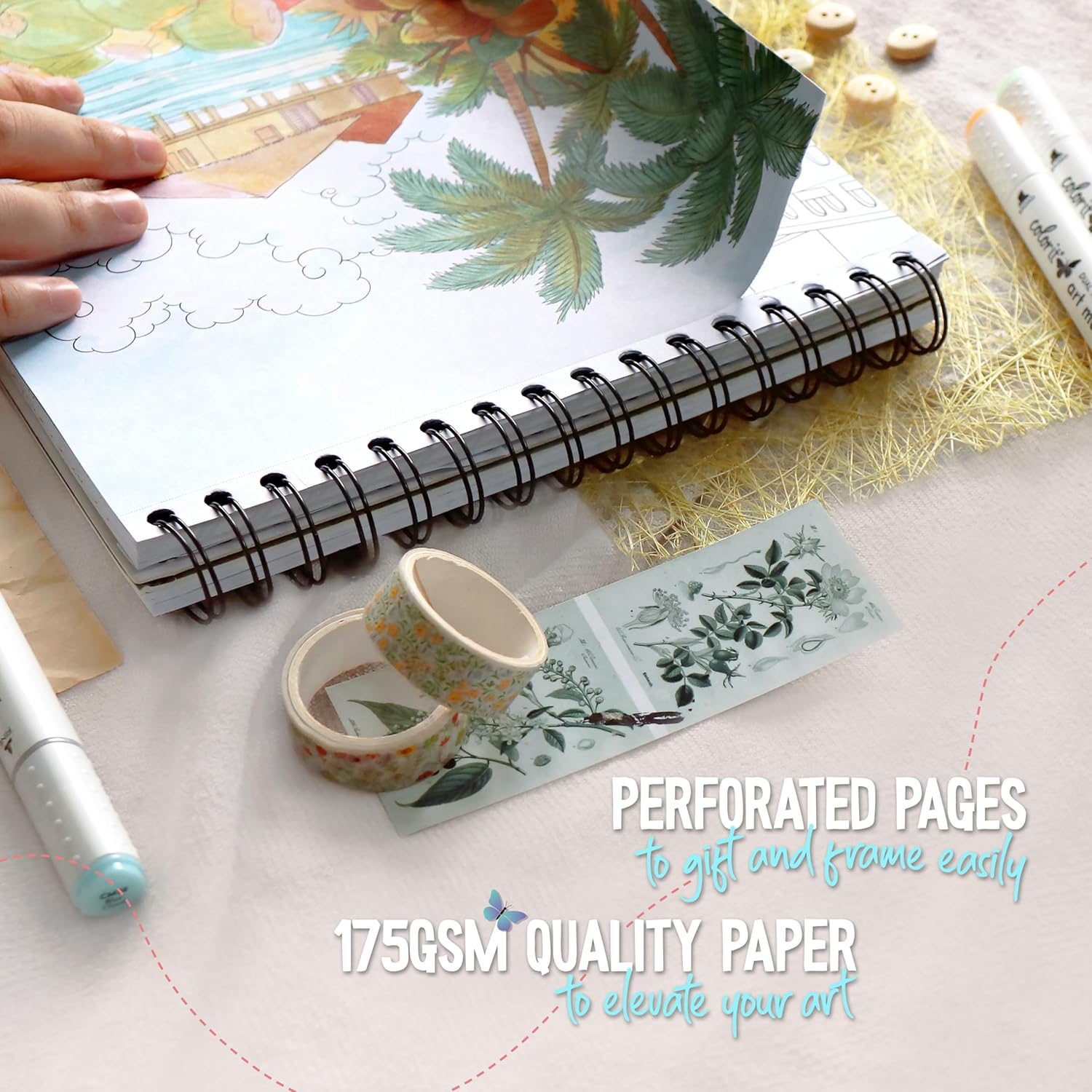ColorIt Lost in Translation – Libro para colorear con espiral para adultos, 50 diseños de una sola cara de destinos y atracciones de viaje únicos,