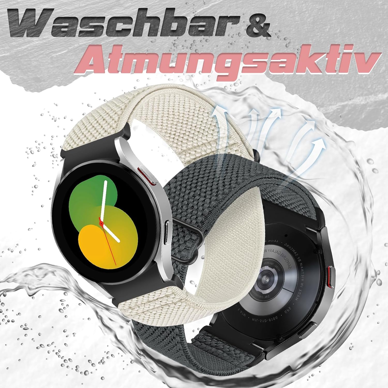 Correas elásticas de reloj compatibles con Samsung Galaxy Watch 654 de 1.575 pulgadas, 1.732 pulgadas, Galaxy Watch 6 Classic de 1.732 pulgadas,