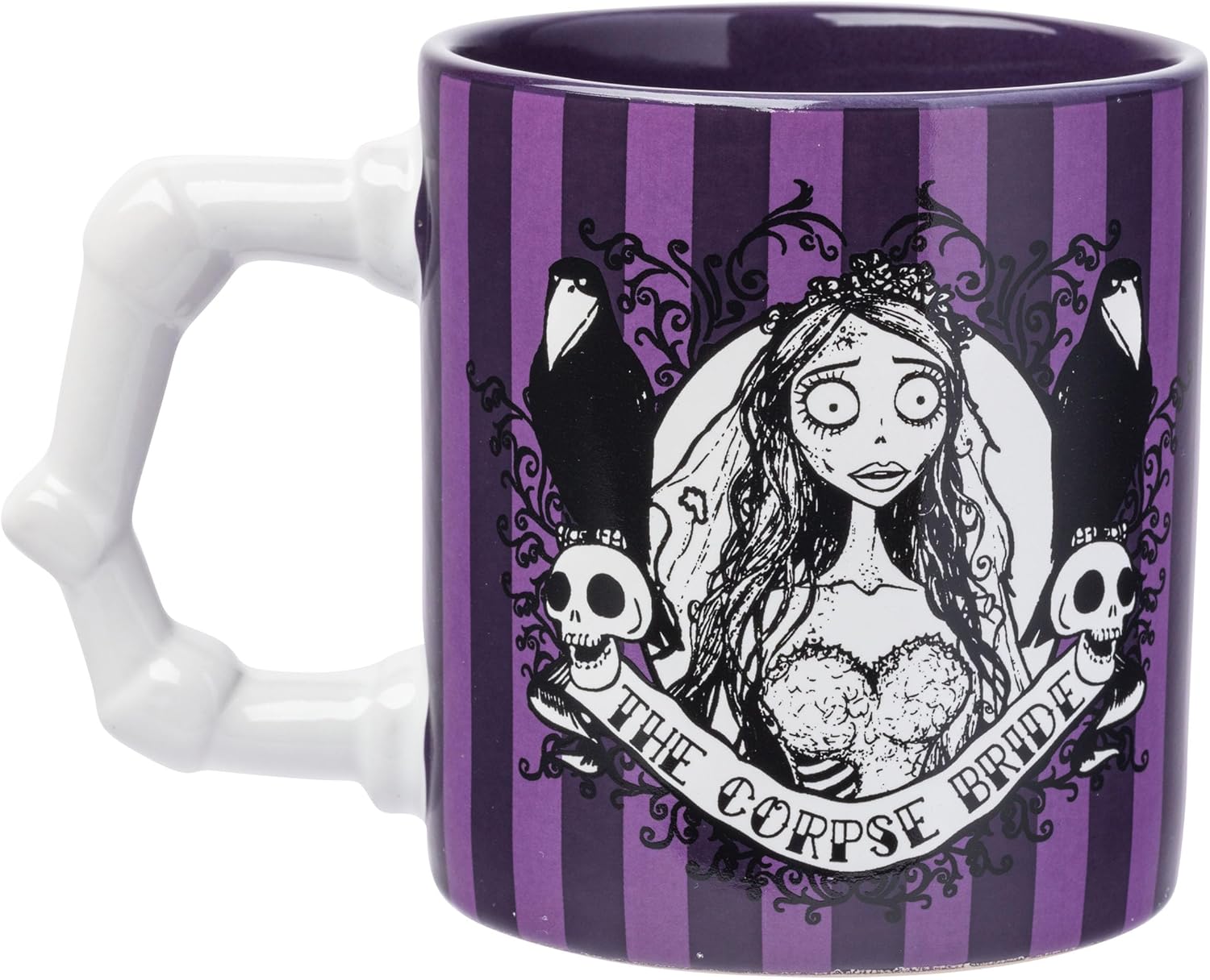 Silver Buffalo Taza de cerámica con mango esculpido, diseño de cadáveres y novias, 20 onzas