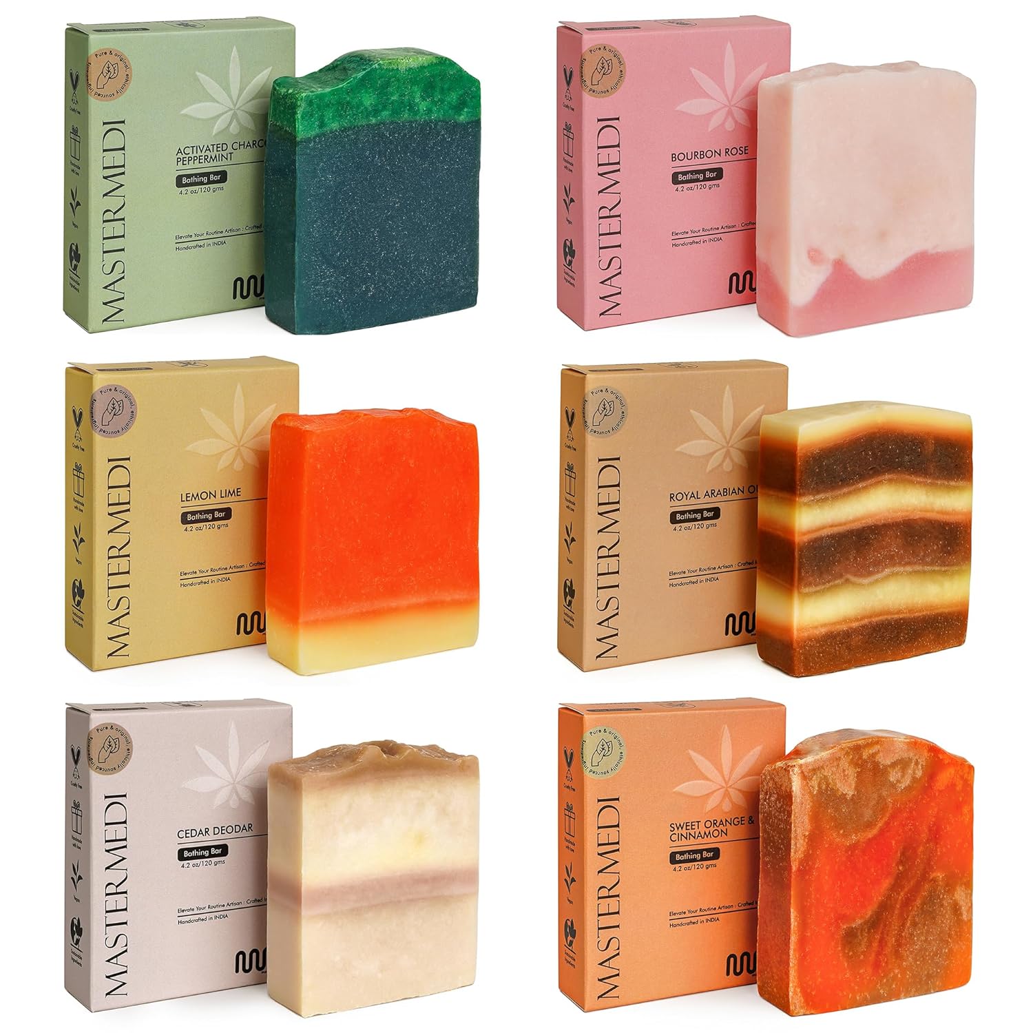 mastermedi Jabón orgánico totalmente natural, hecho a mano, perfumado con aceites esenciales de primera calidad y sabores naturales (Combo-1)