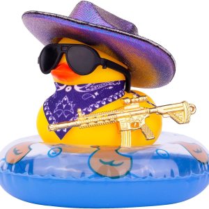 Patos de goma para tablero de instrumentos de automóvil, pato vaquero, accesorios de decoración con mini sombrero de vaquero holográfico, anillo de Patos de goma para tablero de instrumentos de automóvil, pato vaquero, accesorios de decoración con mini sombrero de vaquero holográfico, anillo de