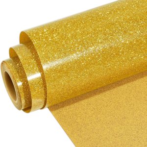 WRAPXPERT Vinilo de transferencia de calor con purpurina dorada, vinilos HTV con purpurina de 10 x 5 pies, vinilo dorado con purpurina para planchar WRAPXPERT Vinilo de transferencia de calor con purpurina dorada, vinilos HTV con purpurina de 10 x 5 pies, vinilo dorado con purpurina para planchar