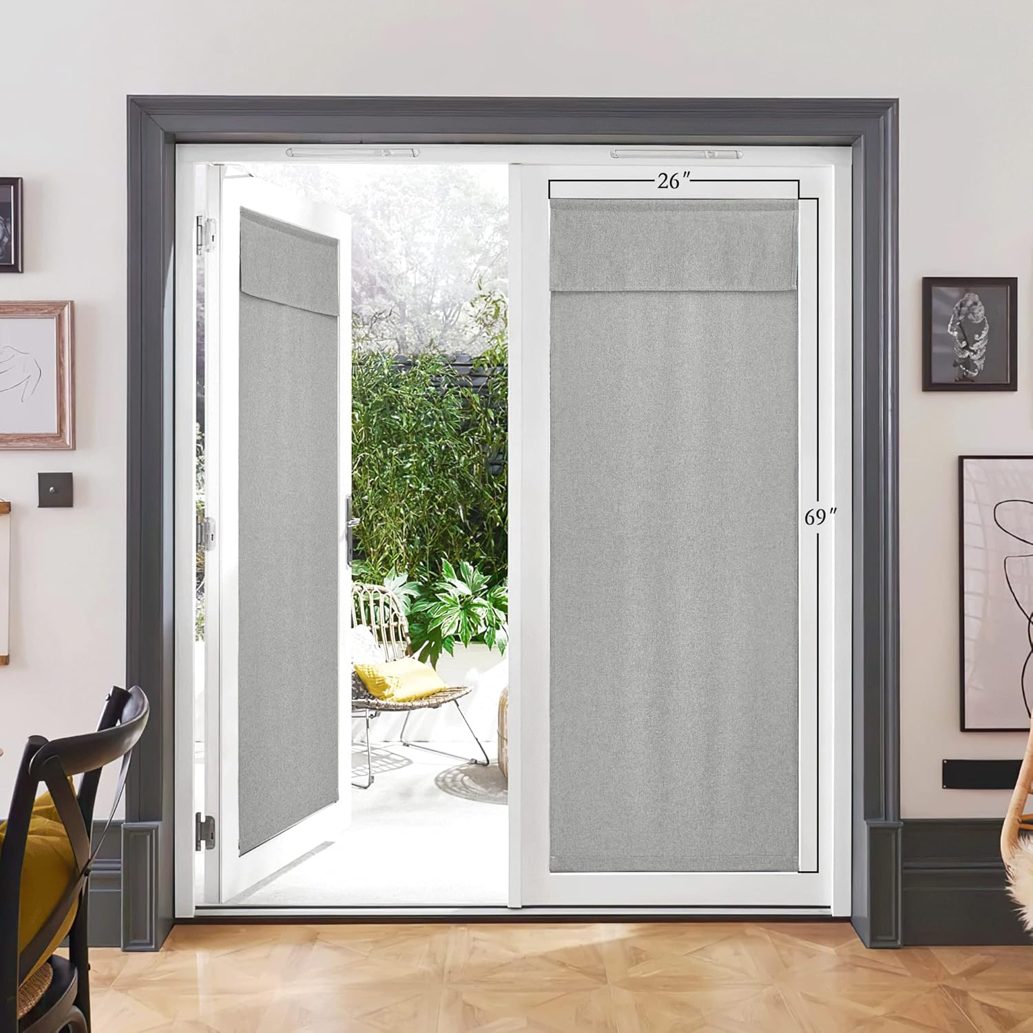 RYB HOME Persianas de puerta francesa para oscurecer la habitación, persianas de lino Nautre para ventana, cortinas de puerta Tricia con aislamiento