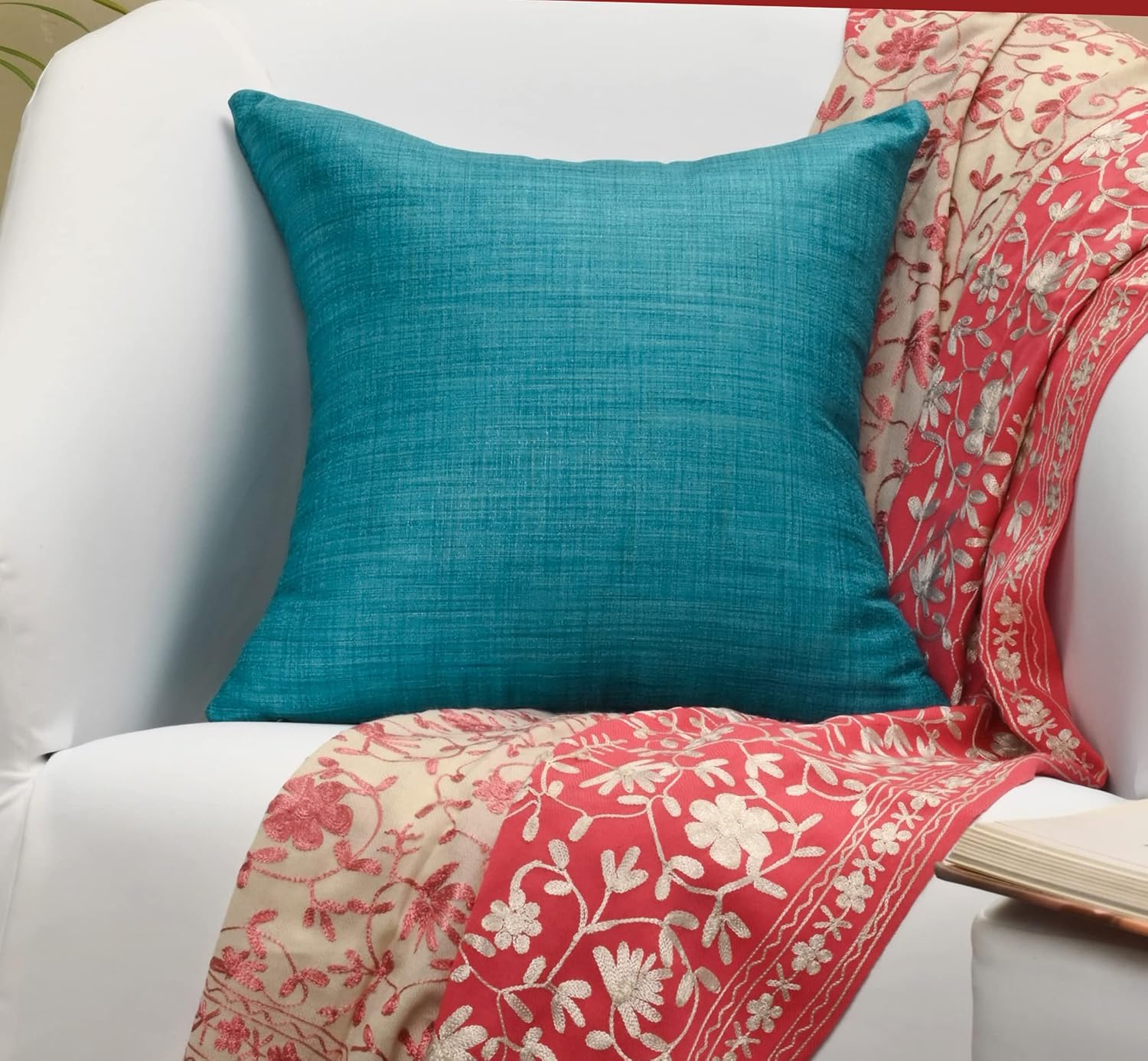 SCARLETT LINENS Almohadas decorativas para sofá cama, almohadas decorativas de sala de estar, almohadas rústicas, fundas de almohada sólidas de seda