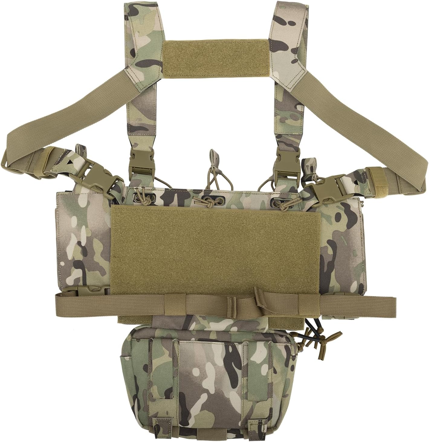 BOMTURN Chest Rig Tactical Chest Rig 1000D Molle Micro Chest Rigs Adjustable Detachable Modular Vest with Mag Pouch