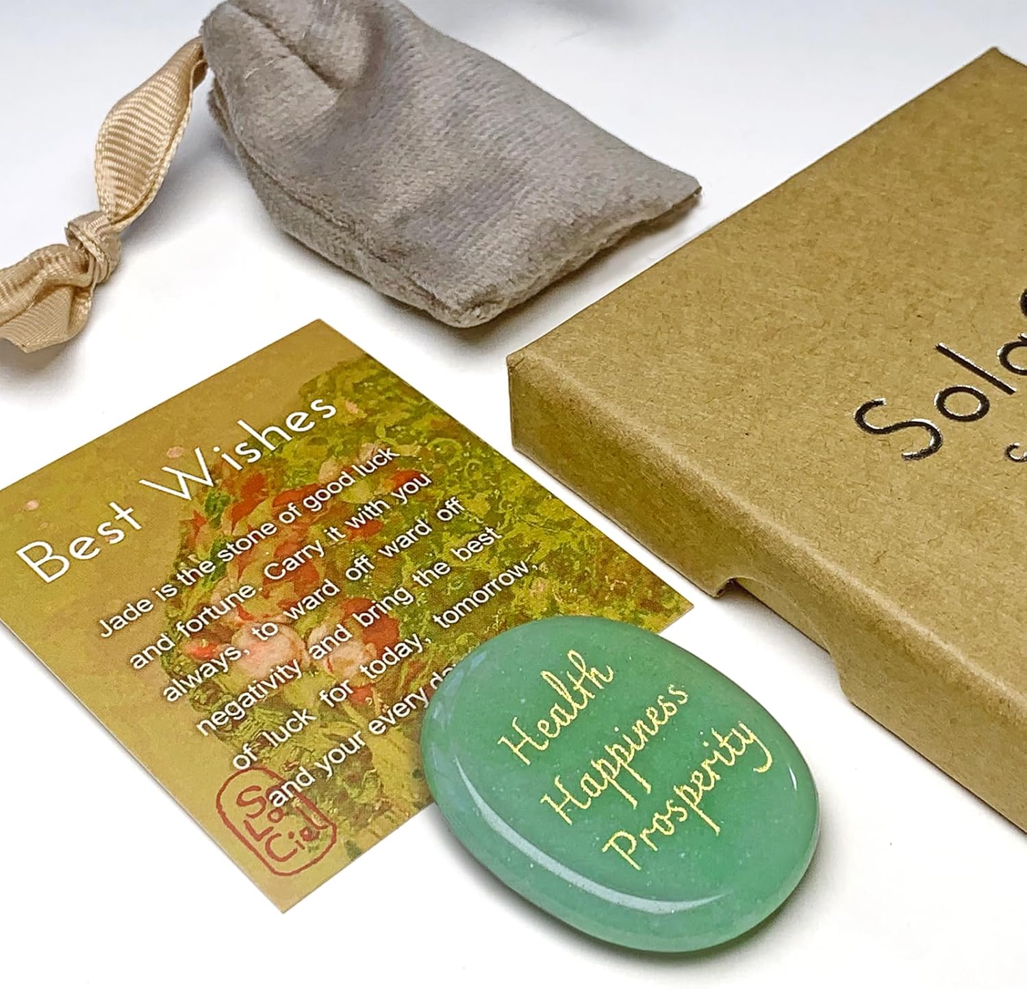 Cristal calmante de jade natural, regalos únicos de cumpleaños, afirmaciones positivas, regalo de Navidad de la suerte, regalos inspiradores de Año
